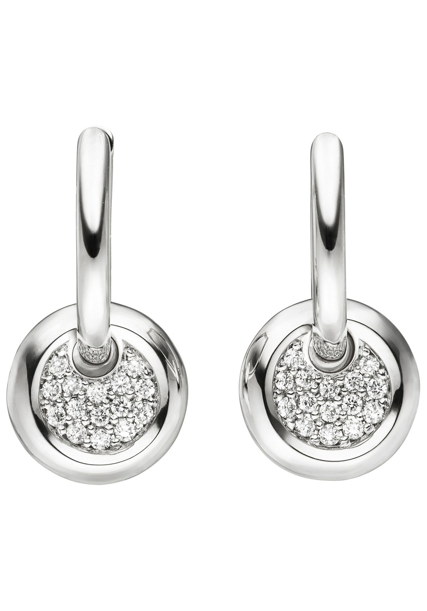 JOBO Paar Creolen, 585 Weißgold mit 30 ...