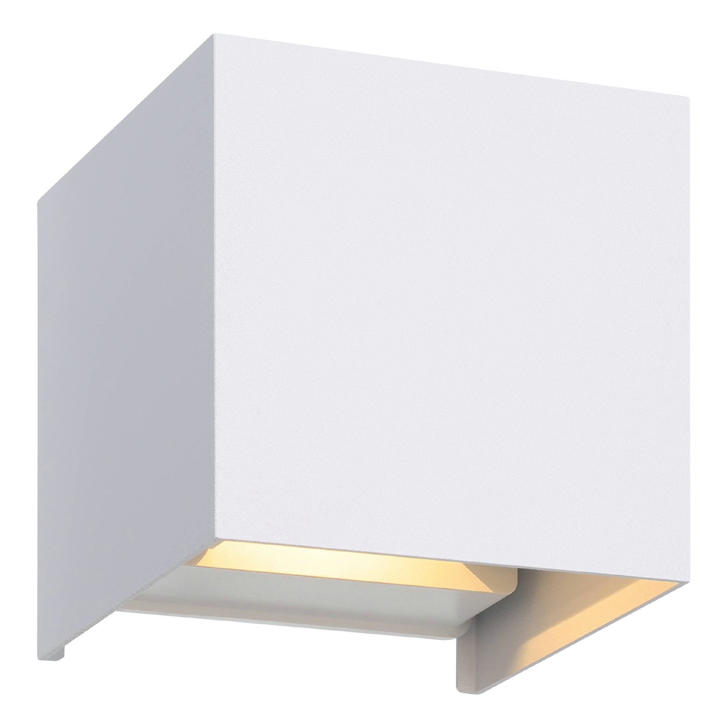 EGLO Wandleuchte Valmontone Wandlampe,innen, Würfel, indirekte Up und Down Beleuchtung, LED fest integriert, Warmweiß, Wand-/Deckenleuchte - L10 x H10 x AL10 cm - weiß - 2X1,5W inkl.