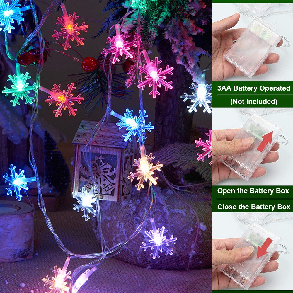 Qualra LED-Lichterkette 2/3 Stück LED Schneeflocke Lichterkette 20/40LEDs B günstig online kaufen