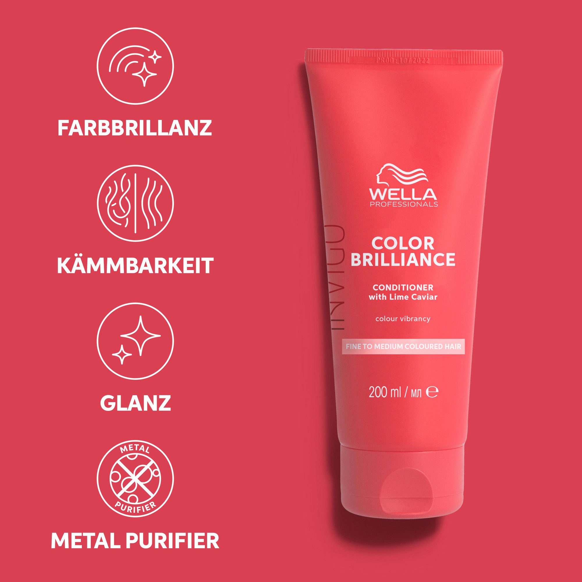 Wella Professionals Haarspülung CARE INVIGO COLOR BRILLIANCE FINE VIBRANT COLOR CONDITIONER, intensiver Farbschutz, verstärkt Glanz, pflegend