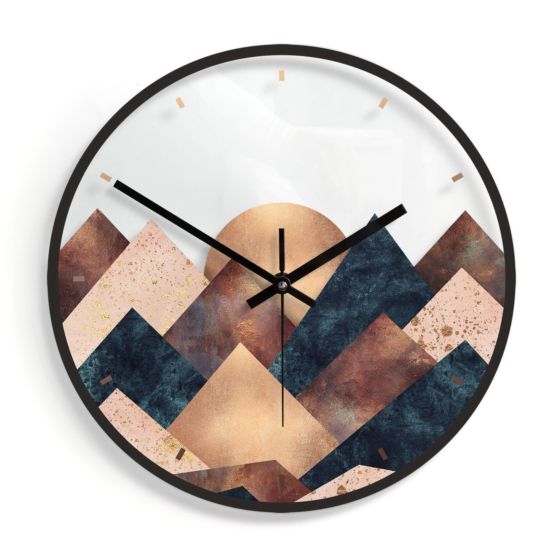 K&L Wall Art Wanduhr Vintage Glasuhr Analog Wohnzimmer Uhr moderne Berge oh günstig online kaufen