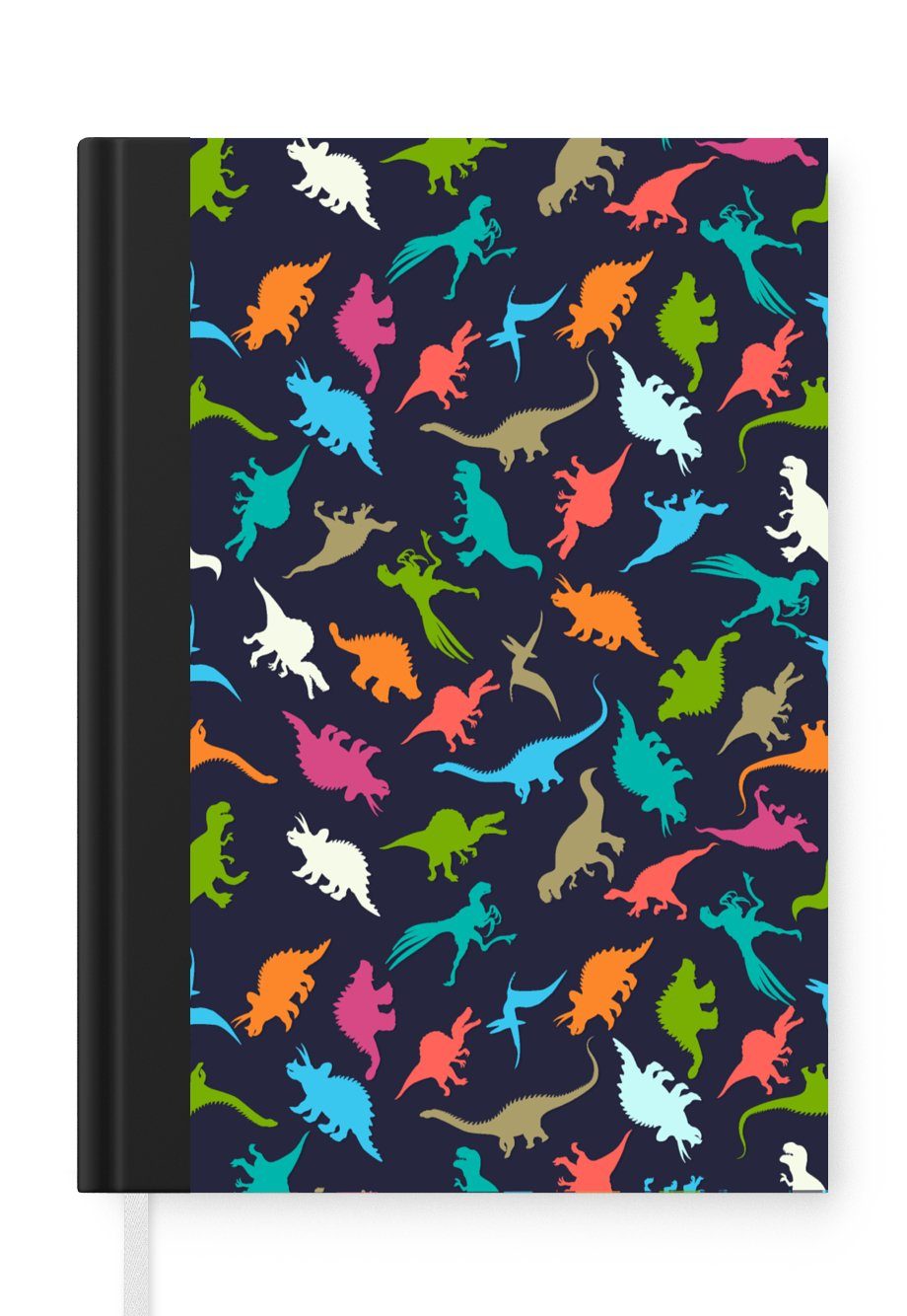 MuchoWow Notizbuch Muster - Dino - Farben - Jungen - Kinder - Kind, Journal, Merkzettel, Tagebuch, Notizheft, A5, 98 Seiten, Haushaltsbuch