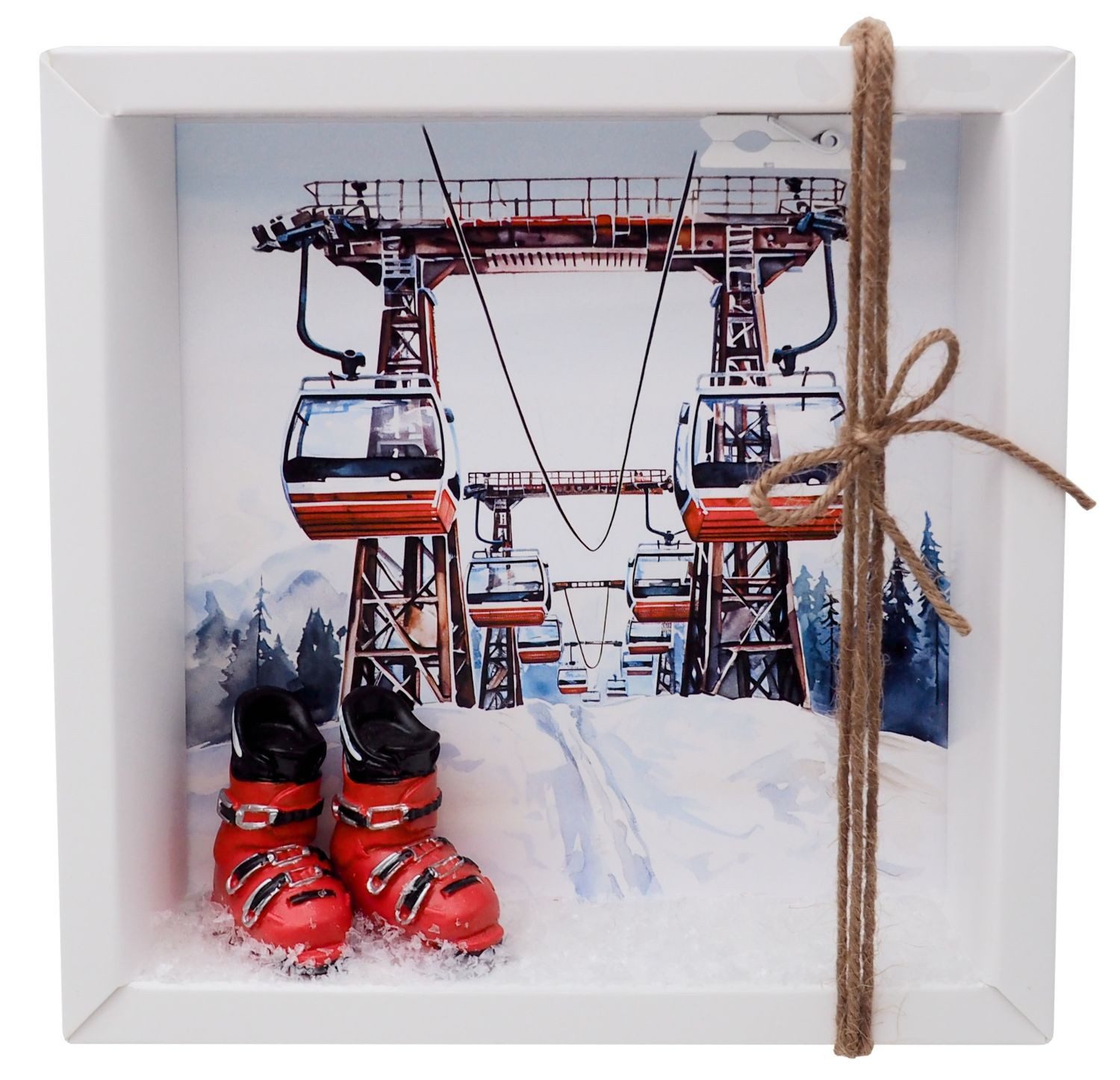 ZauberDeko Geschenkbox Geldgeschenk Verpackung Gutschein Skiurlaub Ski Rot Weihnachten