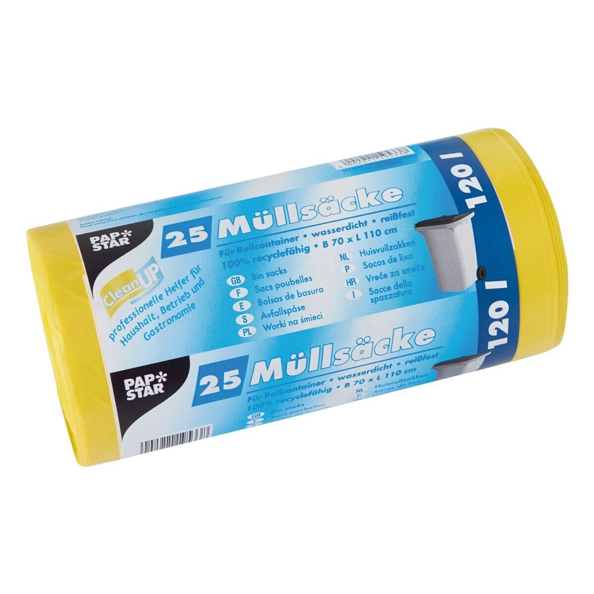 PAPSTAR Сміттєві урни, 25 Stück/ Rolle, 120 Liter, gelb, 20 µm