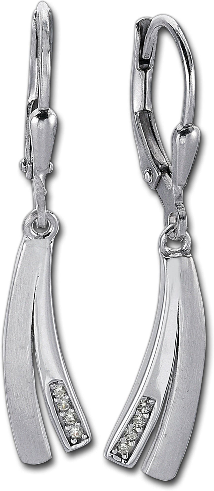 Balia Paar Ohrhänger Balia Damen Ohrringe matt und poliert (Ohrhänger), Damen Ohrhänger Fantasie aus 925 Sterling Silber, Länge ca. 3,5cm