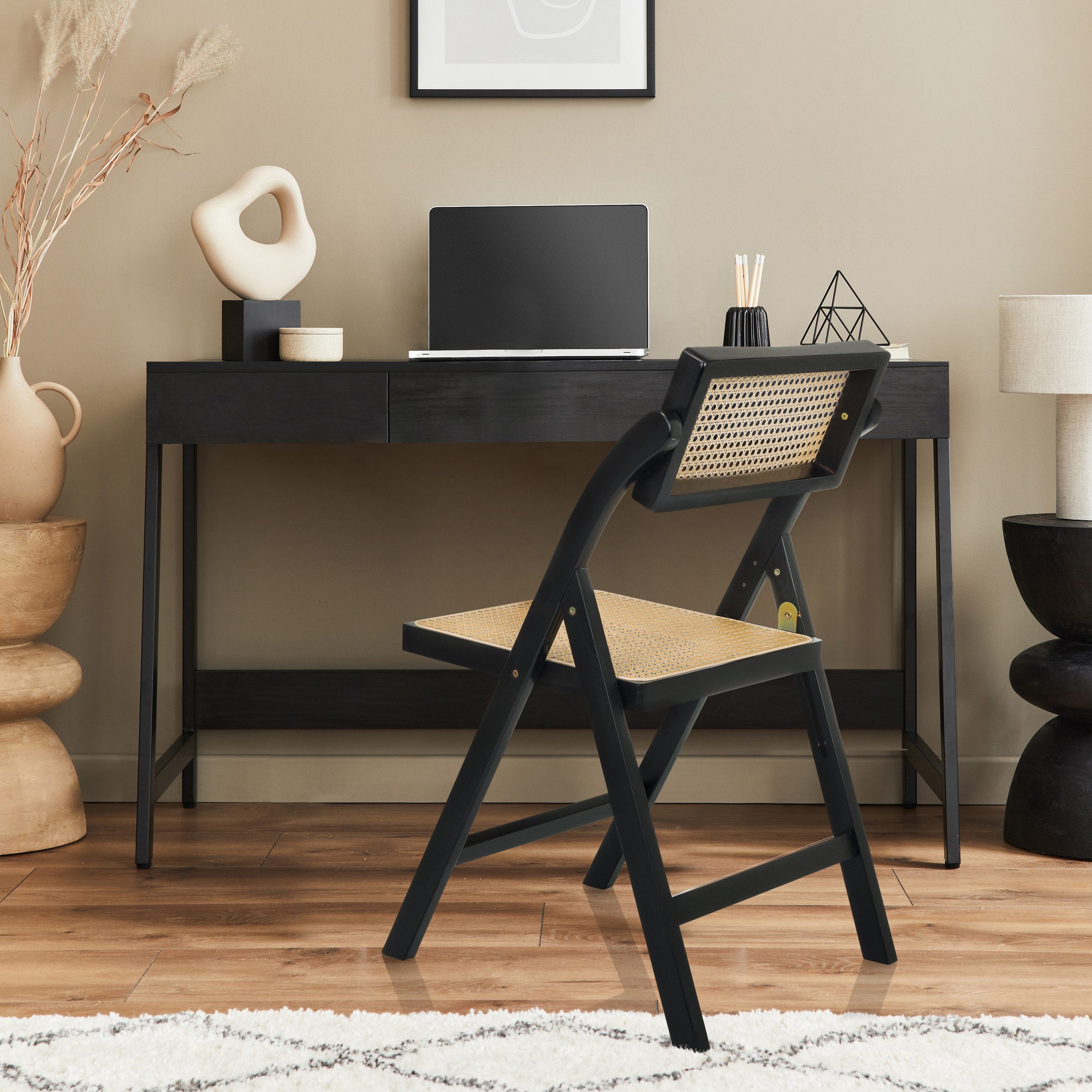 hjh LIVING Klappstuhl TUDELA BAMBOO Faltstuhl Bambus, Rattan 1 St., Stuhl klappbar aus Bambus mit Wiener Geflecht, Holzklappstuhl