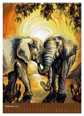CALVENDO Wandkalender Künstlerische Tiergeschichten (Premium, hochwertiger DIN A2 Wandkalender 2023, Kunstdruck in Hochglanz)