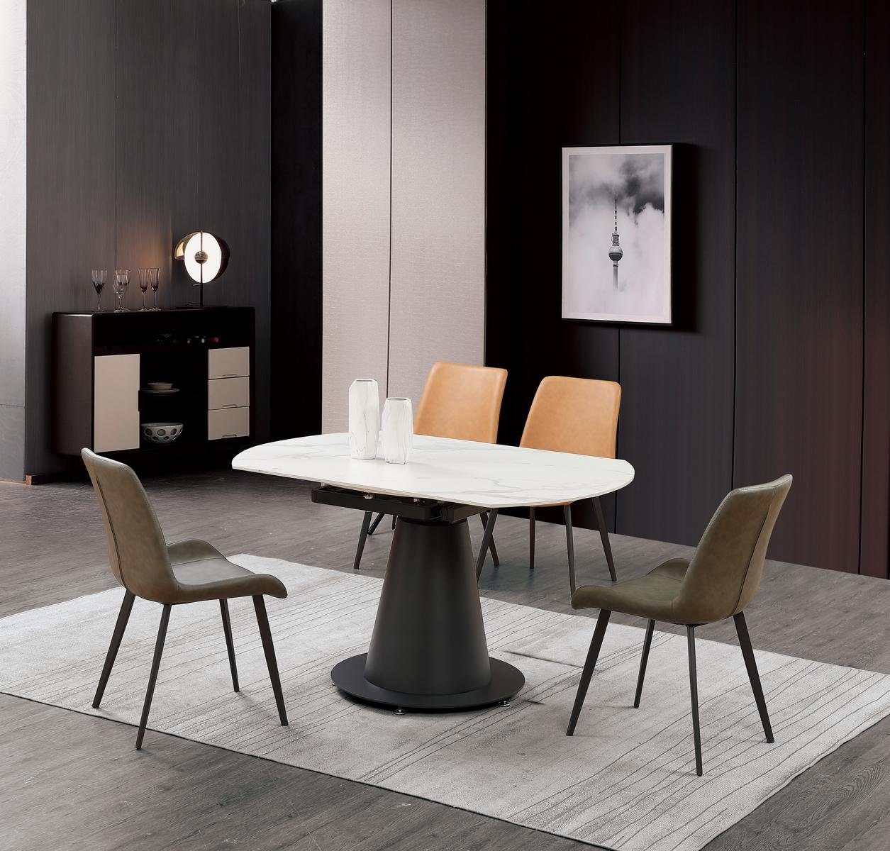 JVmoebel Esstisch Runder Tisch aus Edelstahl in Weiß mit hochglänzender Oberfläche (Packung, 1-St., Tisch), Made in Europa