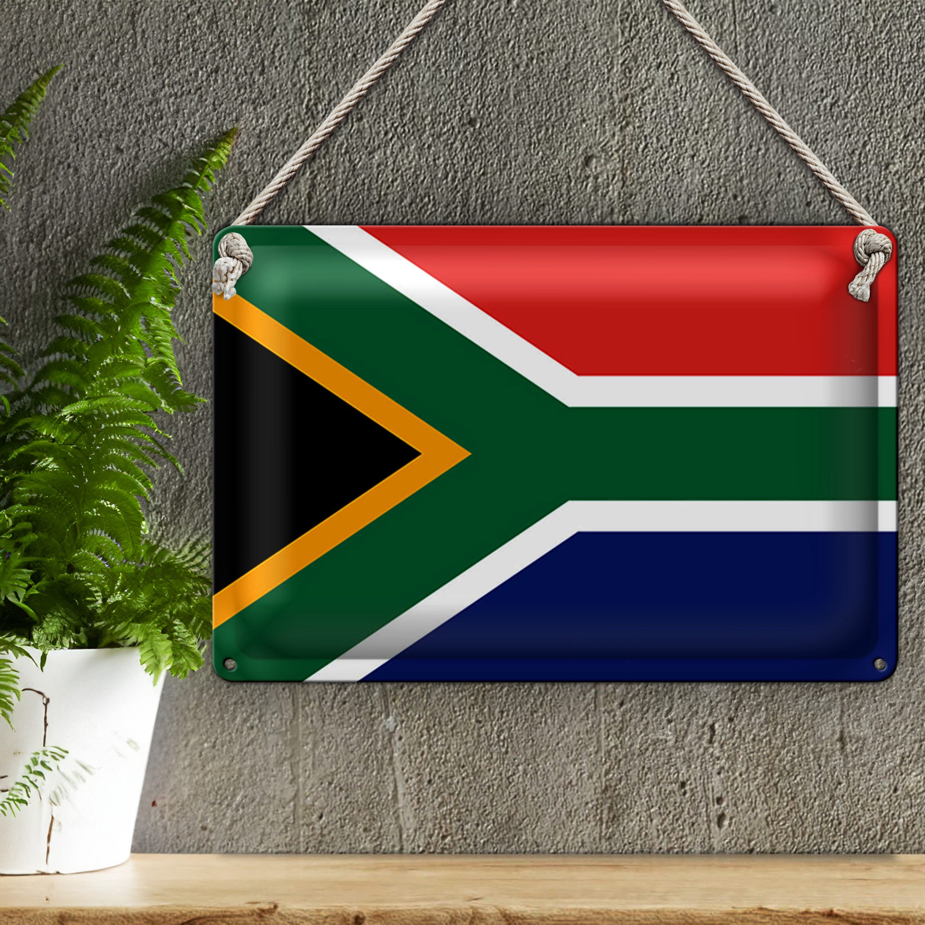 Roomando Metallschild Flagge Südafrika 40x30cm Flag of South Africa