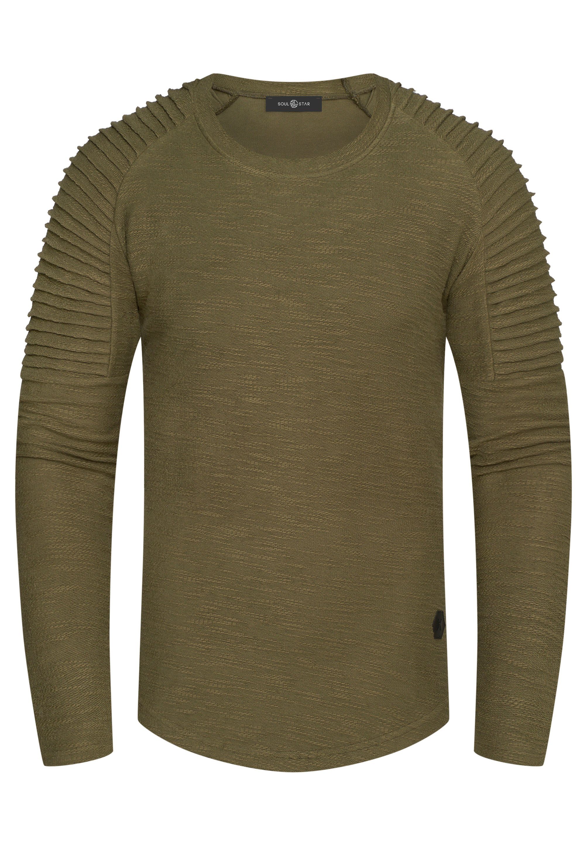 SOULSTAR Sweatshirt S2KAUAI mit Biker-Steppung Khaki