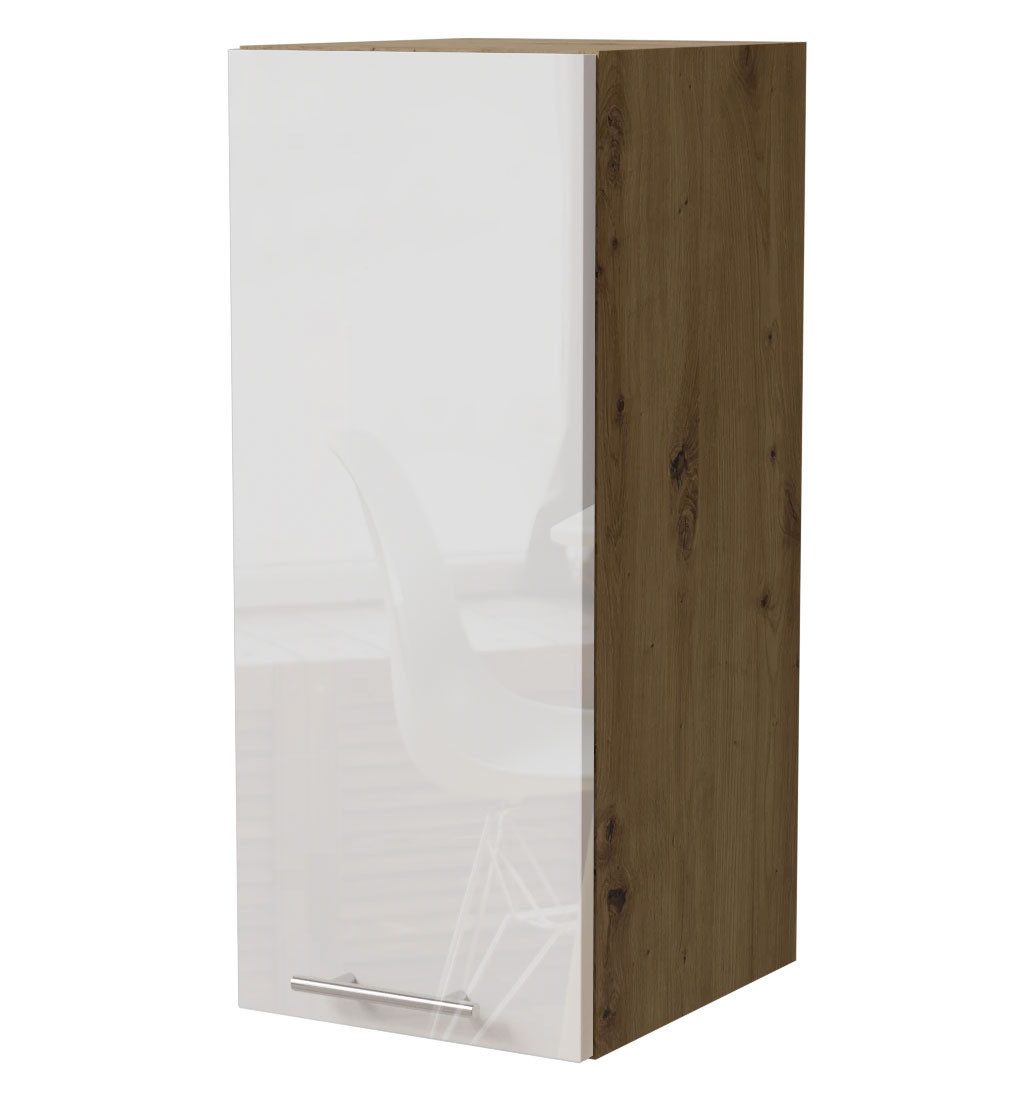 Feldmann-Wohnen Klapphängeschrank Essen (W2/30, 1-türig, 2 Einlegeböden, 1-St., Küchenhängeschrank) 30x32,5x72cm eiche artisan - weiß Hochglanz (ES-W2/30)