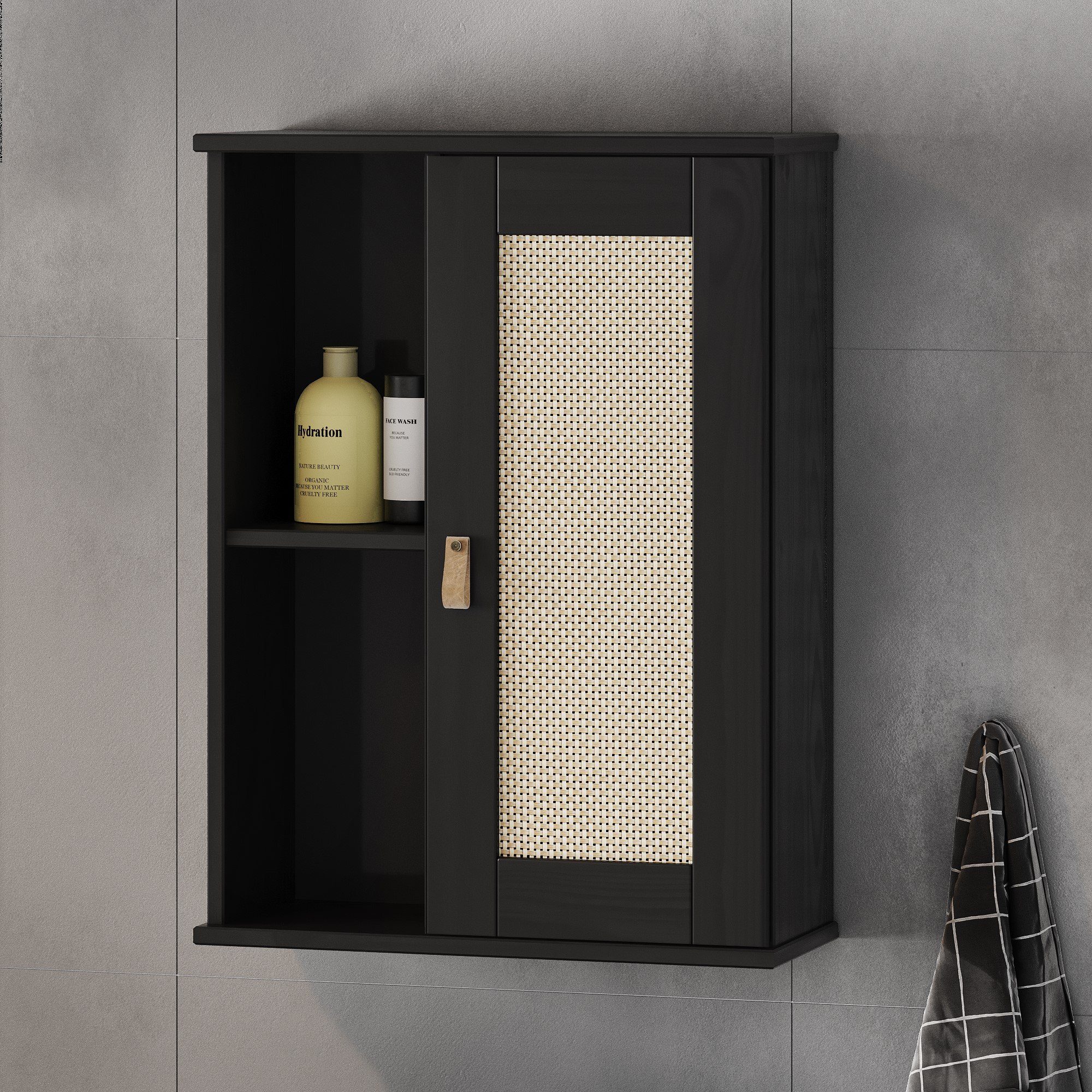 Schwarz BxHxT Valencia 52x70x21 Kiefer cm massiv Oberfläche Hängeschrank lackiert Woodroom