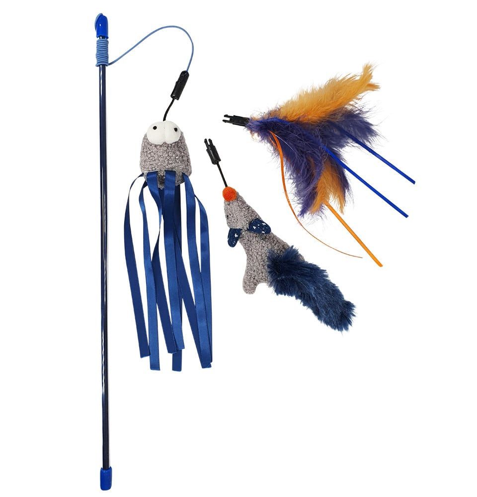 Nobby Hundepfeife Nobby Katzenangel mit Mausspielzeug in blau