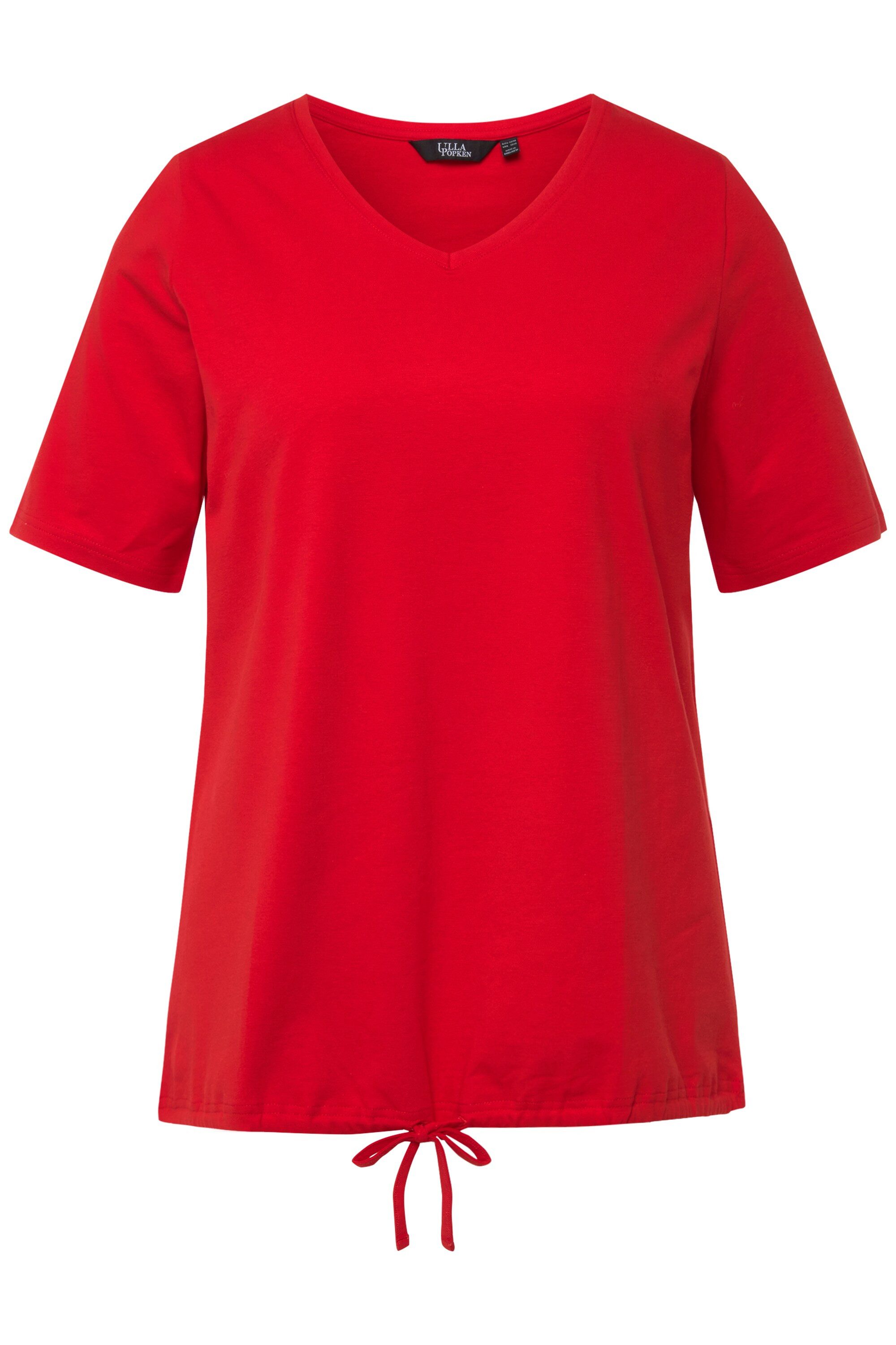 Ulla Popken T-Shirt T-Shirt Saumband V-Ausschnitt günstig online kaufen