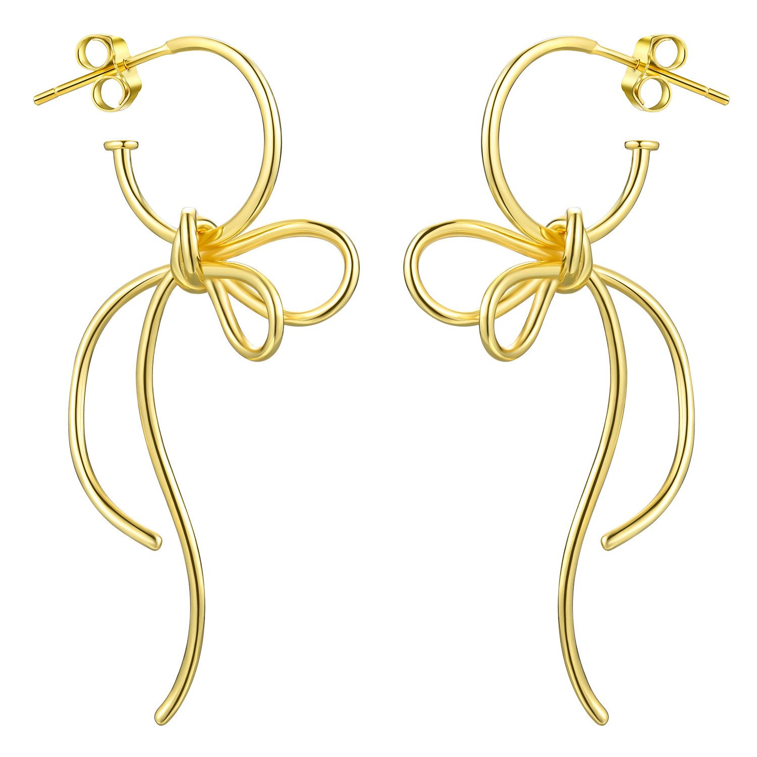 Runde Perlé Paar Ohrhänger Hängeohrringe elegante Knoten, handgefertigte Ohrringe, 925er Silber, 18K Gold