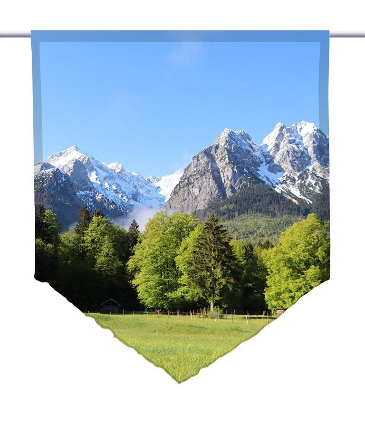 Scheibengardine Scheibenhänger gardinen-for-life – spitz Bergwald – Alpenmotiv
