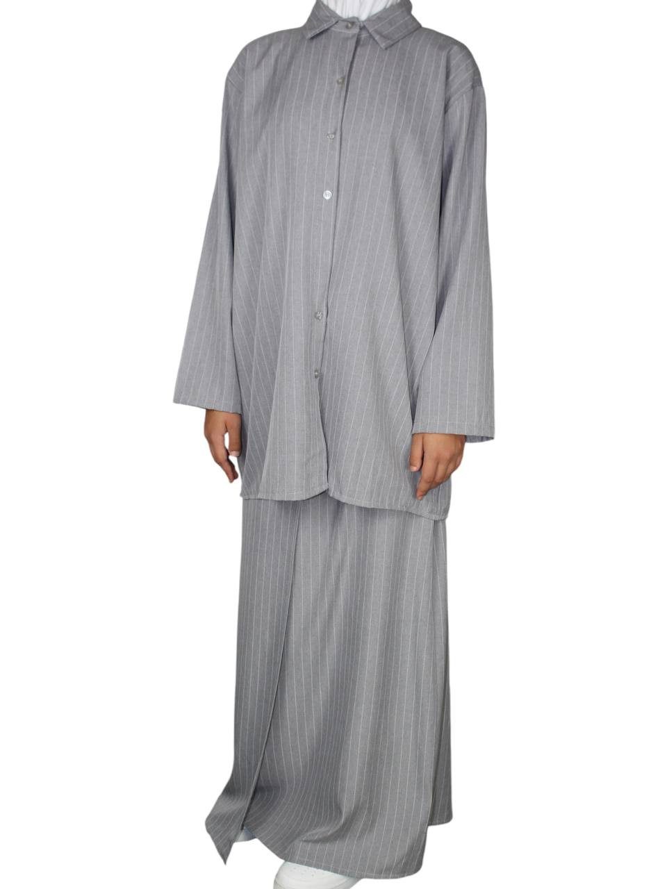 Aymasal Maxikleid 2 tlg. Liniertes Hemd günstig online kaufen