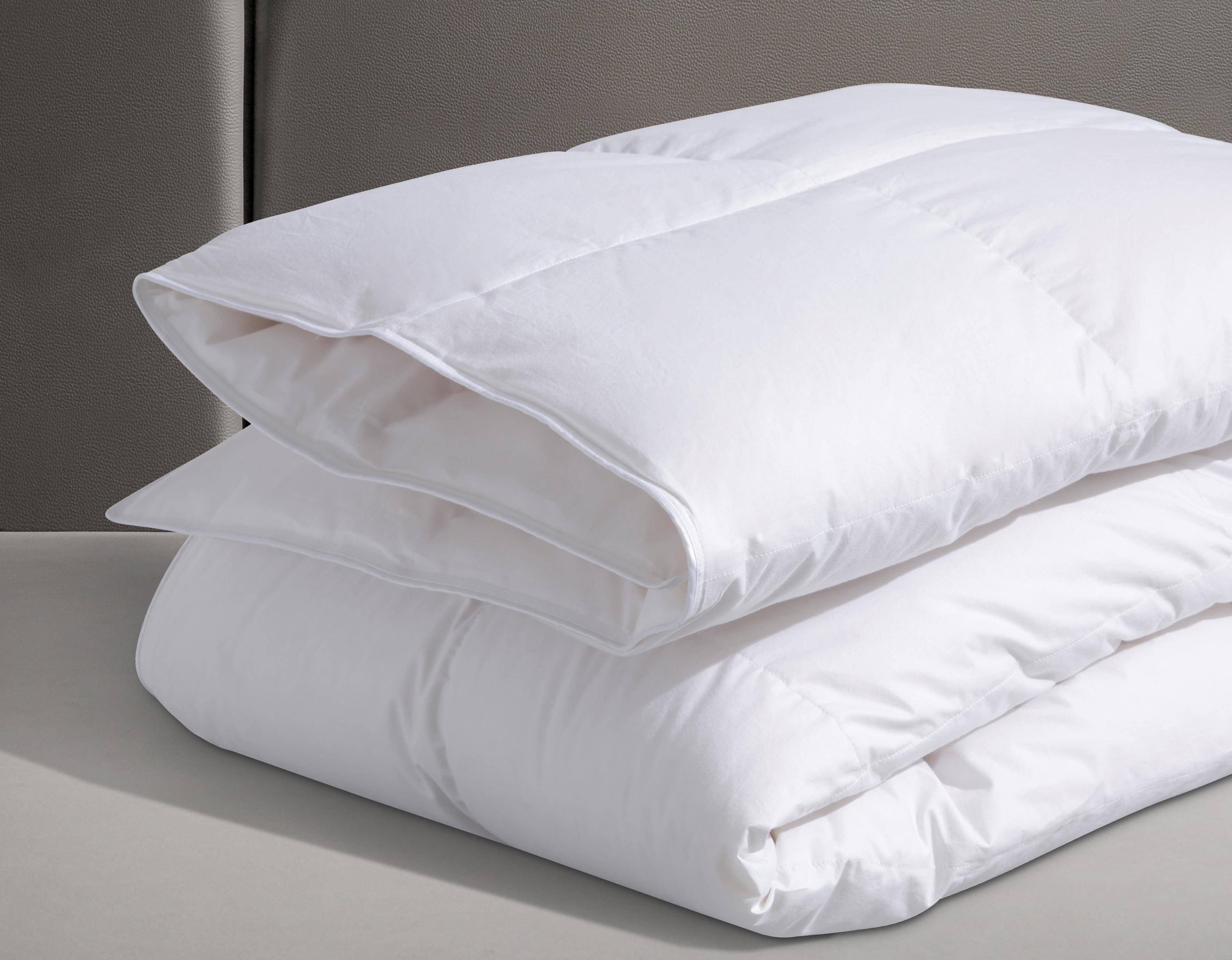 Haeussling Daunenbettdecke + Kopfkissen Swiss Royal, Füllung: 90% Daunen, 10% Federn, Bezug: 100% Baumwolle, Bettdecken-Set mit Kopfkissen, 135x200 oder 155x220 cm, Sommer, Winter