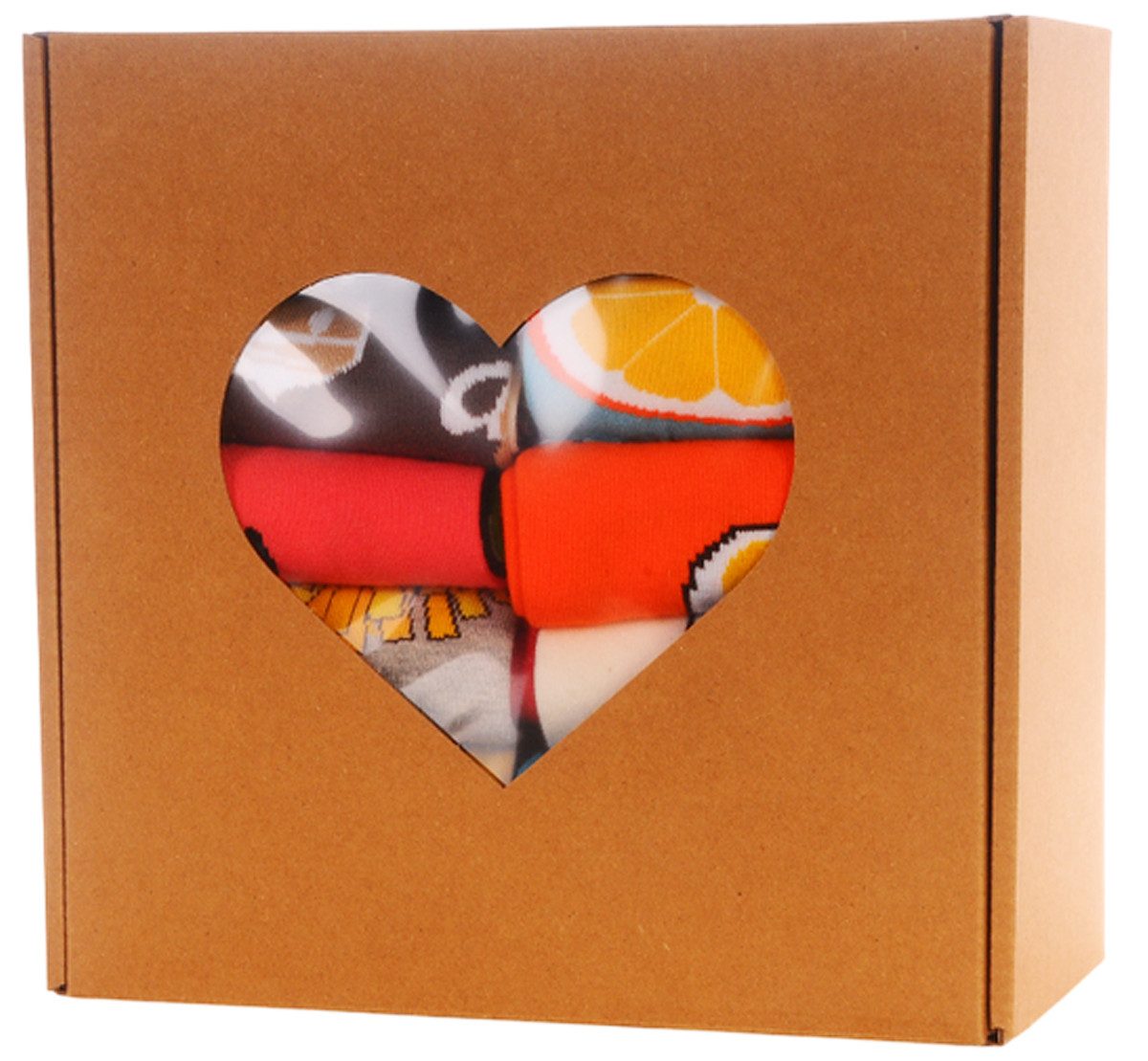 Martinex Socken Großpackung Bunte Socken Socks 12er Pack Box lustig witzig 34 35 36 37 38 39 40 41 42 43 44 45 46 Thema Essen bunt