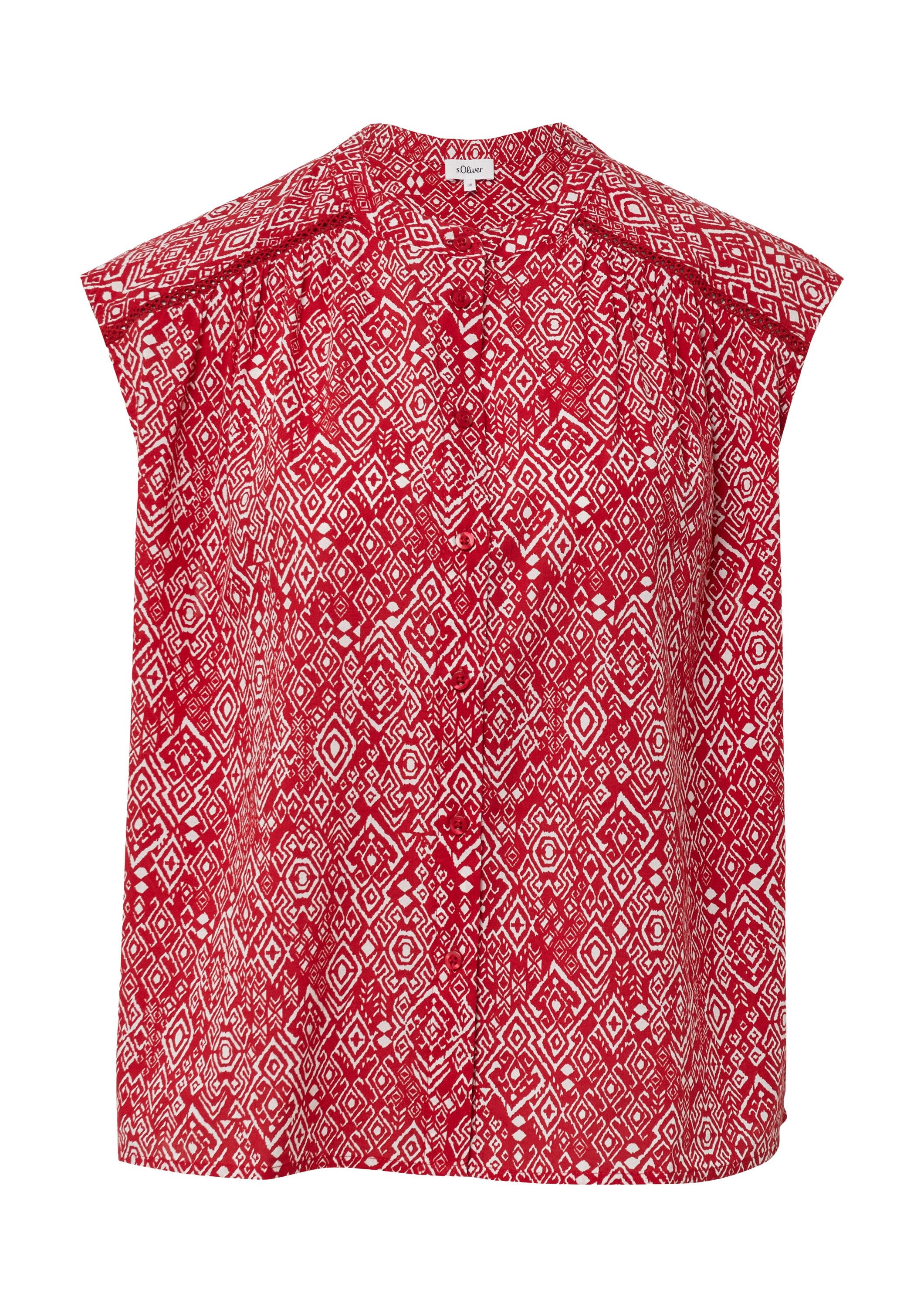 s.Oliver Blusentop Bluse Weites Blusentop mit Raffung und Spitzen-Detail günstig online kaufen