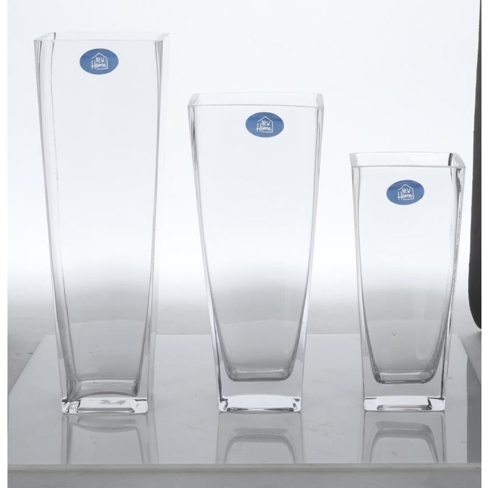 BURI Dekovase Glasvase eckig Glas Vase Blumenvase Blumen Haushalt wohnen