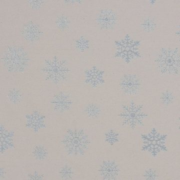 SCHÖNER LEBEN. Stoff Dekostoff Wendestoff Eiskristalle beige hellblau silber1,40m, mit Metallic-Effekt