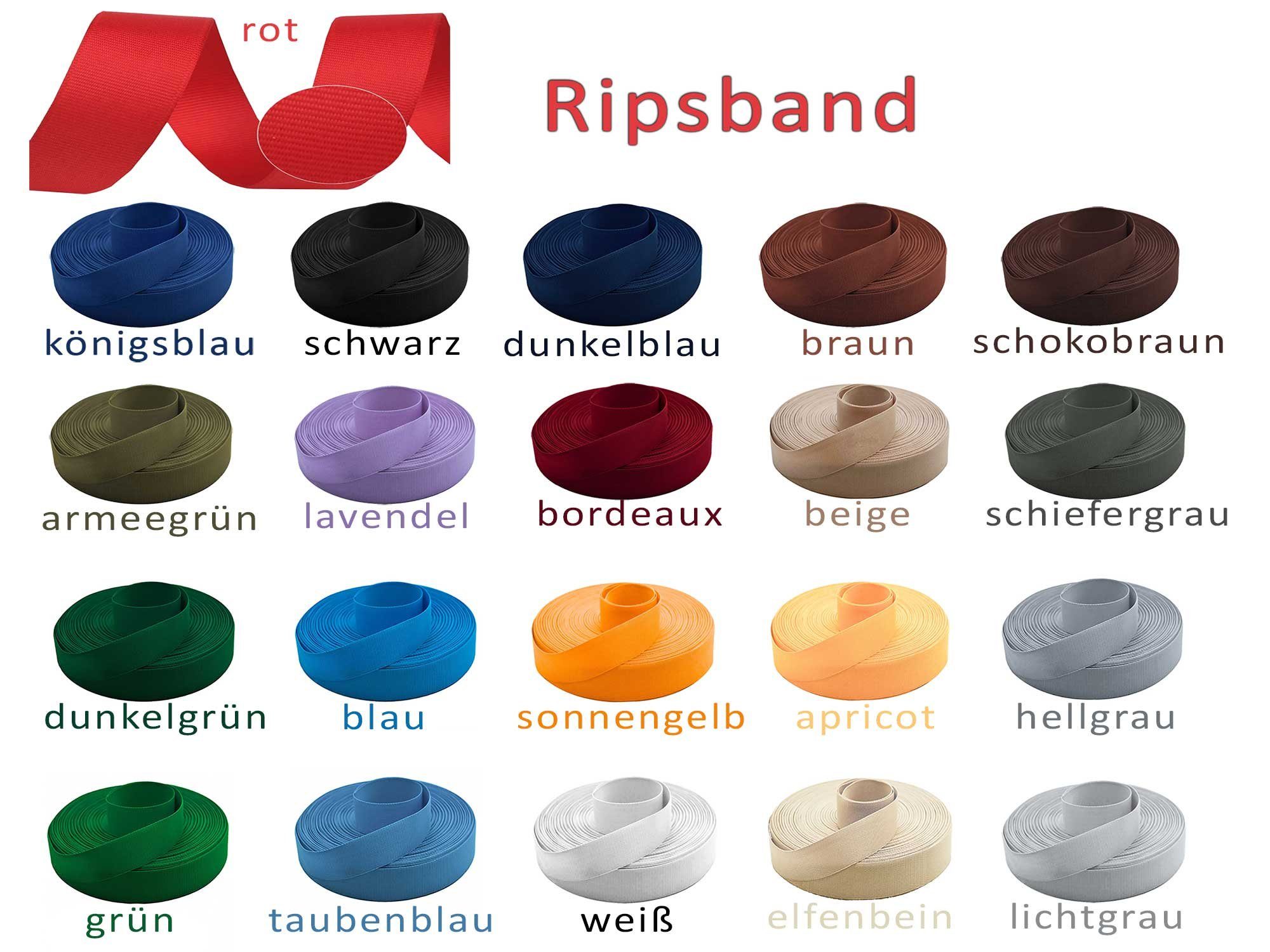 maDDma Webband 50m Ripsband Einfassband Stoßband Besatzband Hutband, weiß