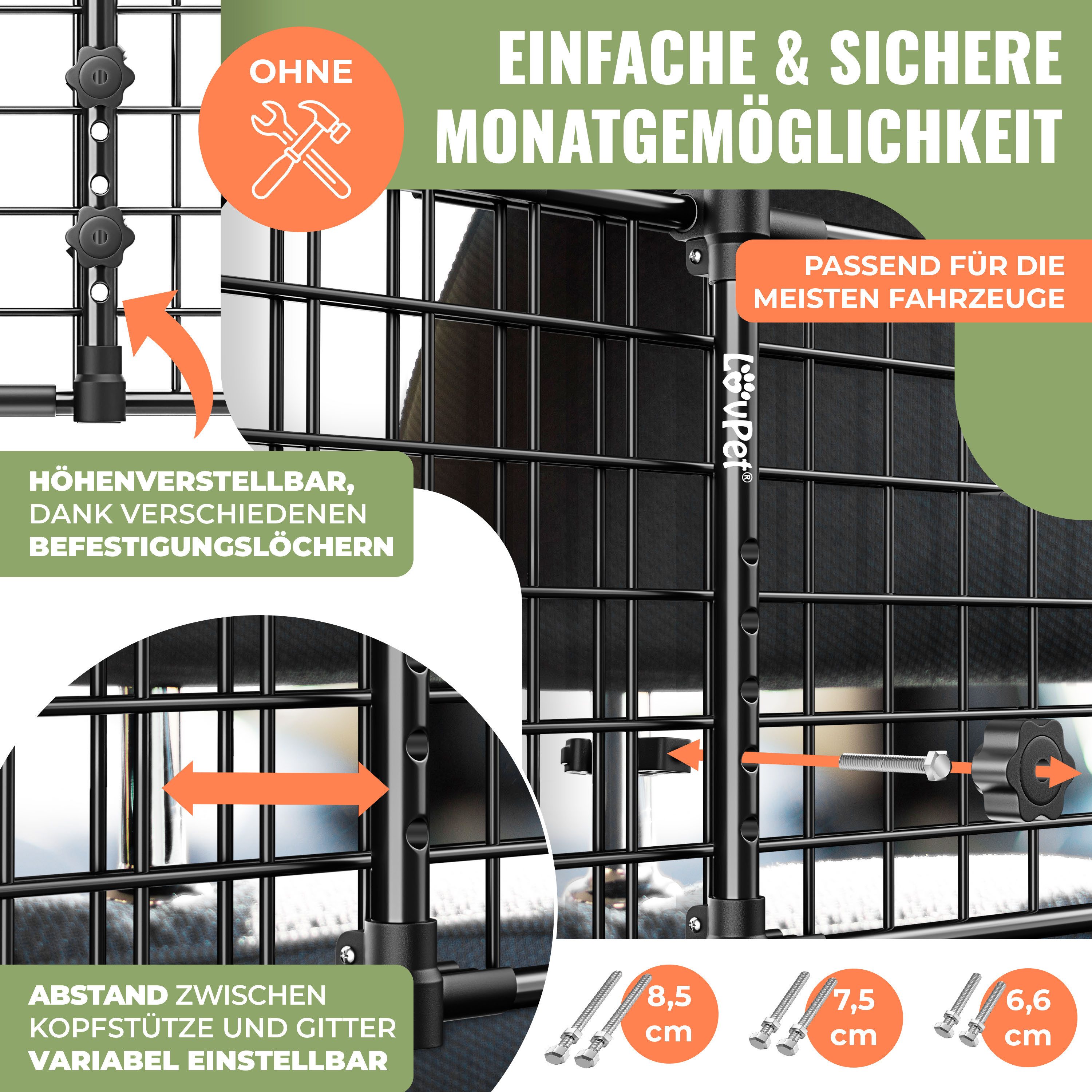 Lovpet Hundegitter, Trenngitter Auto Kofferraum Schutzgitter verstellbar Kofferraumgitter