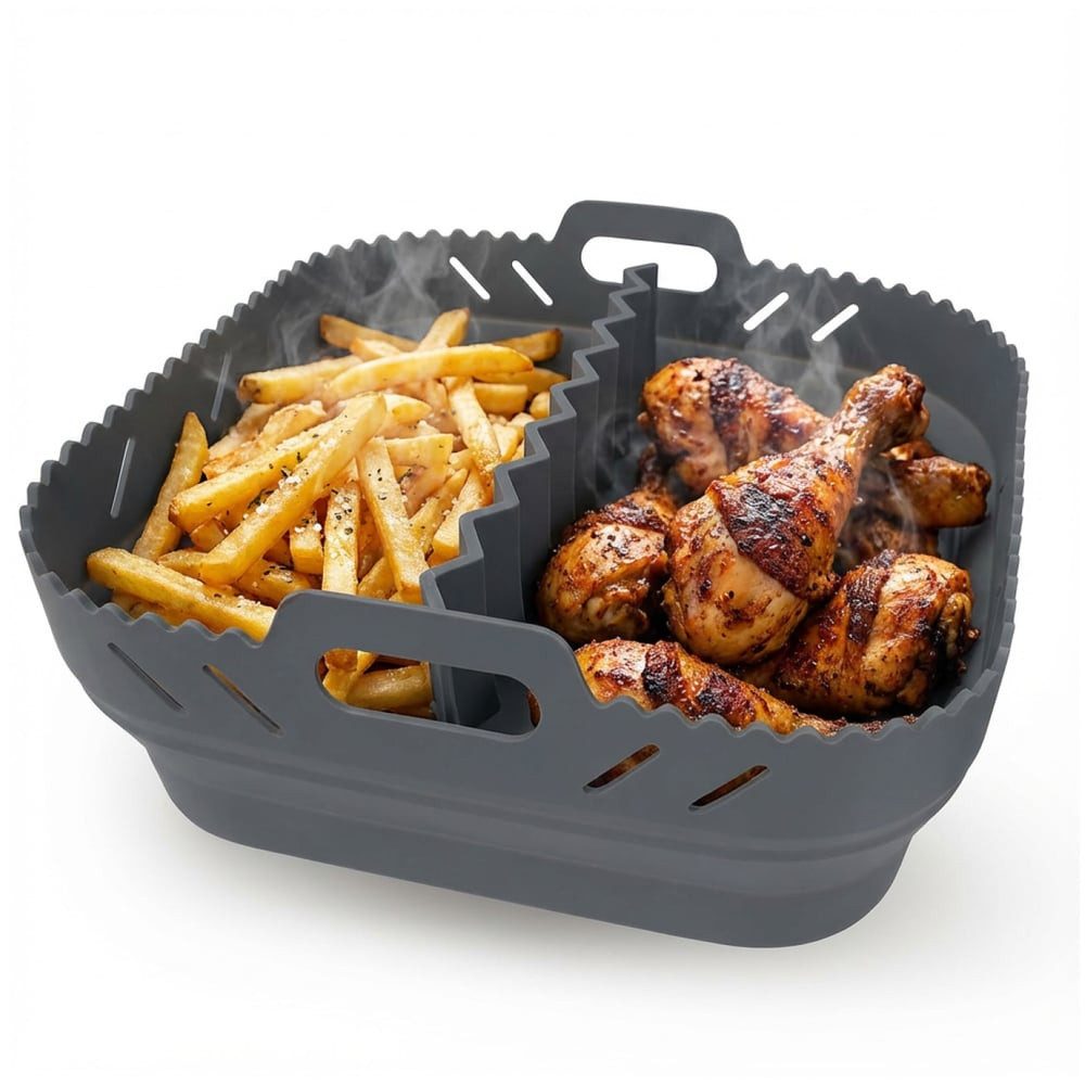 GOURMETmaxx Backform Silikonform Heißluftfritteuse ab 4 L - Airfryer Zubehör mit Trennwand, (1-tlg), Heißluftfritteuse Zubehör Silikon Backform, kreieren, garen – Bild 2 von 5