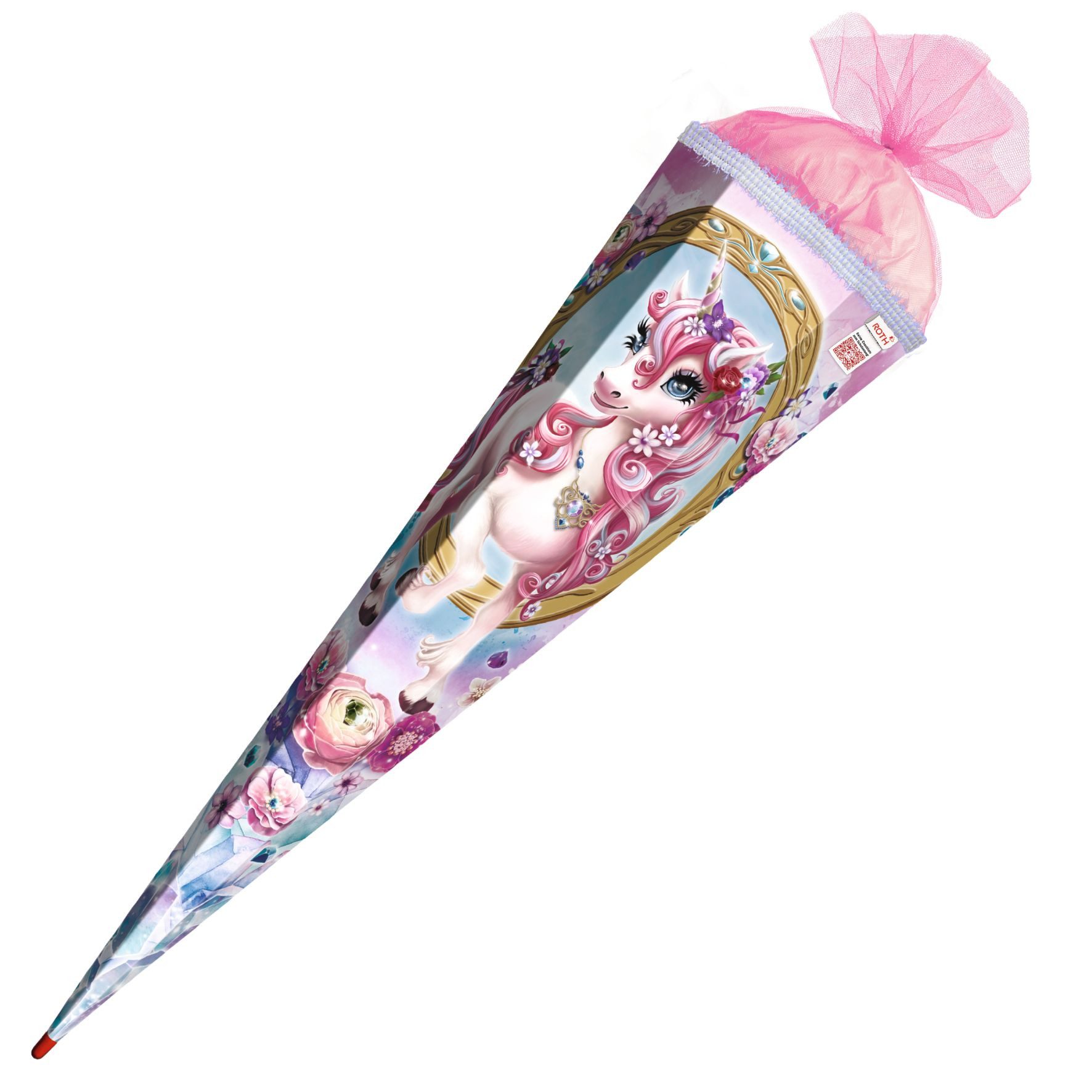 Roth Ideen Schultüte Roth Einhorn Beauty Schultüte 85 cm eckig Tüllverschluss und Glitzerbo