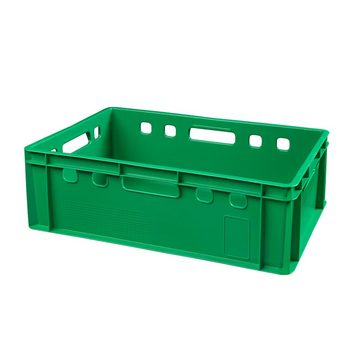 Logiplast Transportbehälter 4 Stück E2-Kisten grün mit Deckel in grau, (Spar-Set, 4 Stück), Lebensmittelecht, robust, leicht zu reinigen