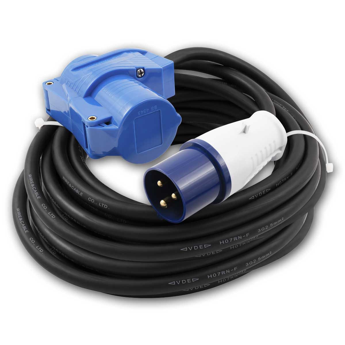 McPower CEE-Verlängerungskabel 25m H07RNG 3G2,5, IP44 CEE-Adapterkabel