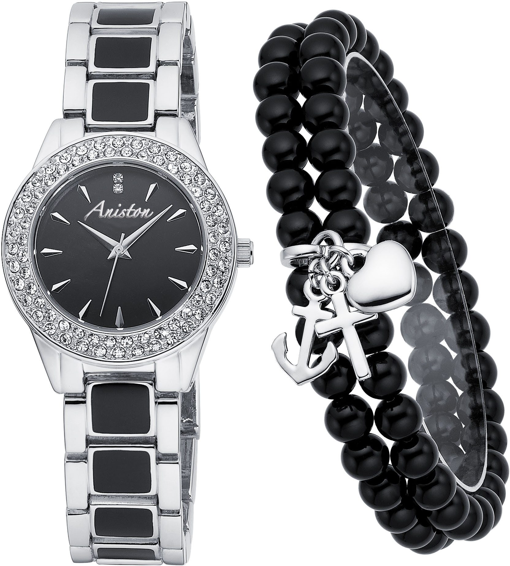 Aniston JEWELRY & WATCHES Quarzuhr, (Set, 2-tlg., mit 2-reihigem Armband), günstig online kaufen