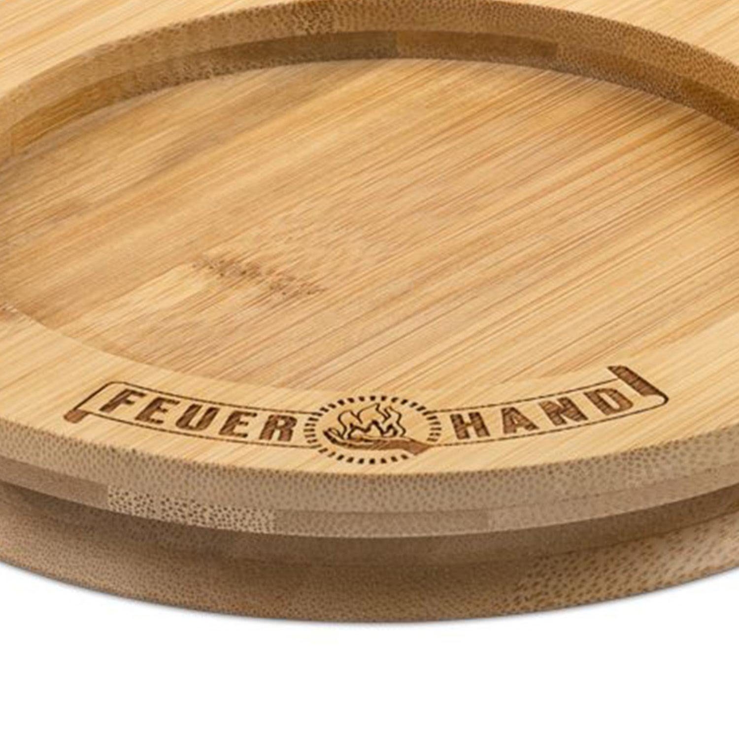 Feuerhand Platzteller Laternenuntersetzer Holz Bambus, Zubehör für Feuerhand Laternen 276, Ø innerer Ring 13,4 cm, Original Feuerhand