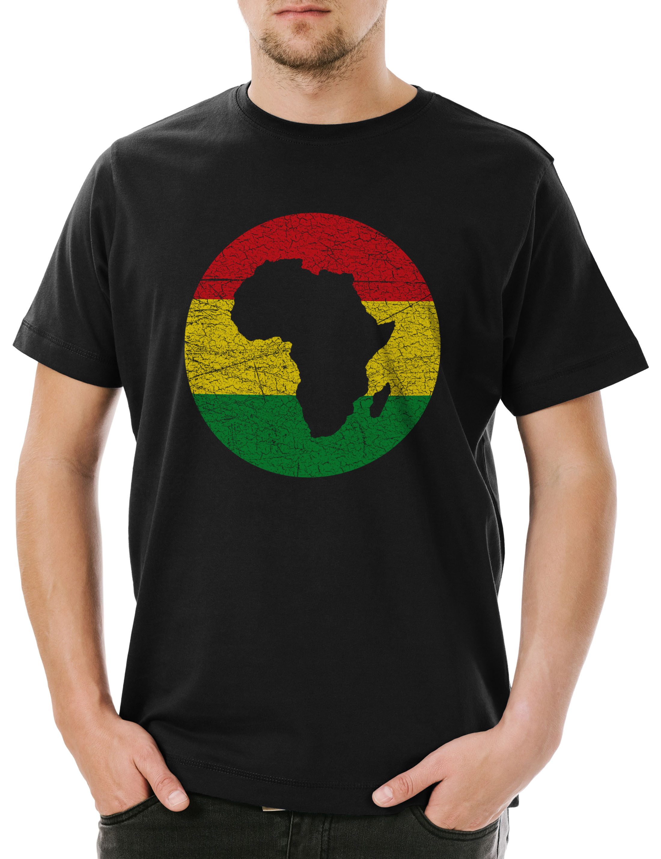 Print-Shirt Zion Africa Circle Herren T-Shirt Jah Ras Musik Babylon Irie Reggae
