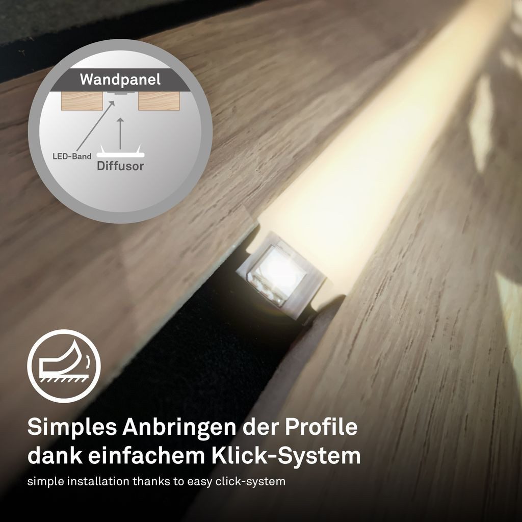 Briloner Leuchten Schrankleuchte 8018147, LED fest integriert, 2700K - Extra-Warmweiß, LED Strip 2,6m Weiß 24V Zubehör Akustikpaneele Wohnzimmer Flur