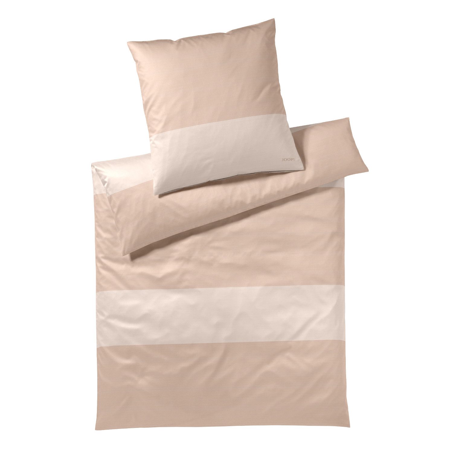JOOP! Bettwäsche JOOP! Comfort Satin Bettwäsche Split 4118-8 Streifen beige 135x200, Comfort Satin, 2 teilig, Mit verdecktem Qualitäts-Reißverschluss
