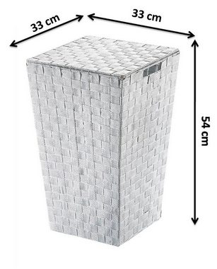 Kobolo Wäschekorb Wäschebehälter weiß - Nylon - grau - 33x33x54 cm