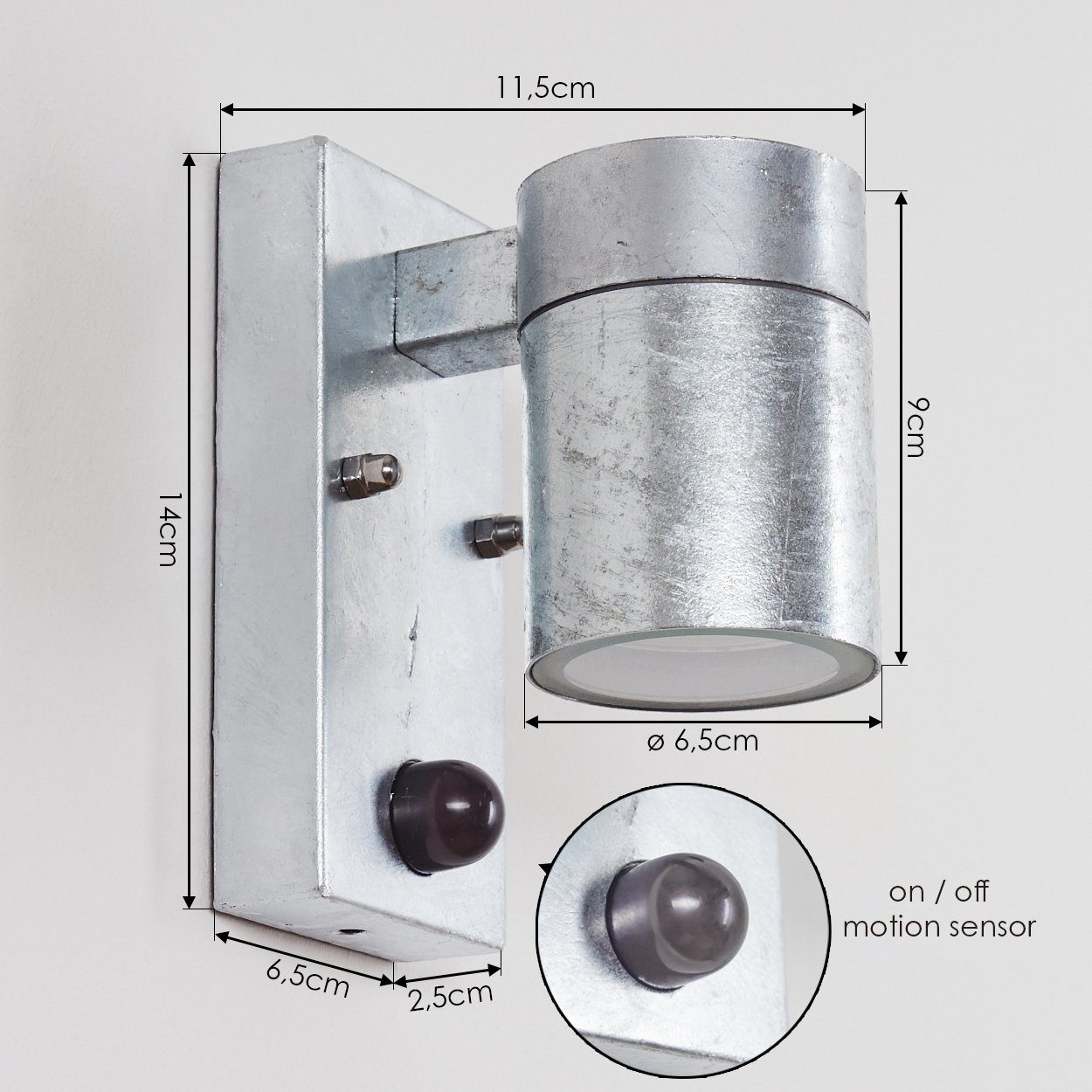 Wandlampe Leuchtmittel, IP44 Metall/Glas Kelvin, aus Edelstahlt/Weiß, GU10, hofstein m. ohne 2900 Außenleuchte u. »Civitatomassa« Bewegungsmelder in Außen-Wandleuchte Lichteffekt,