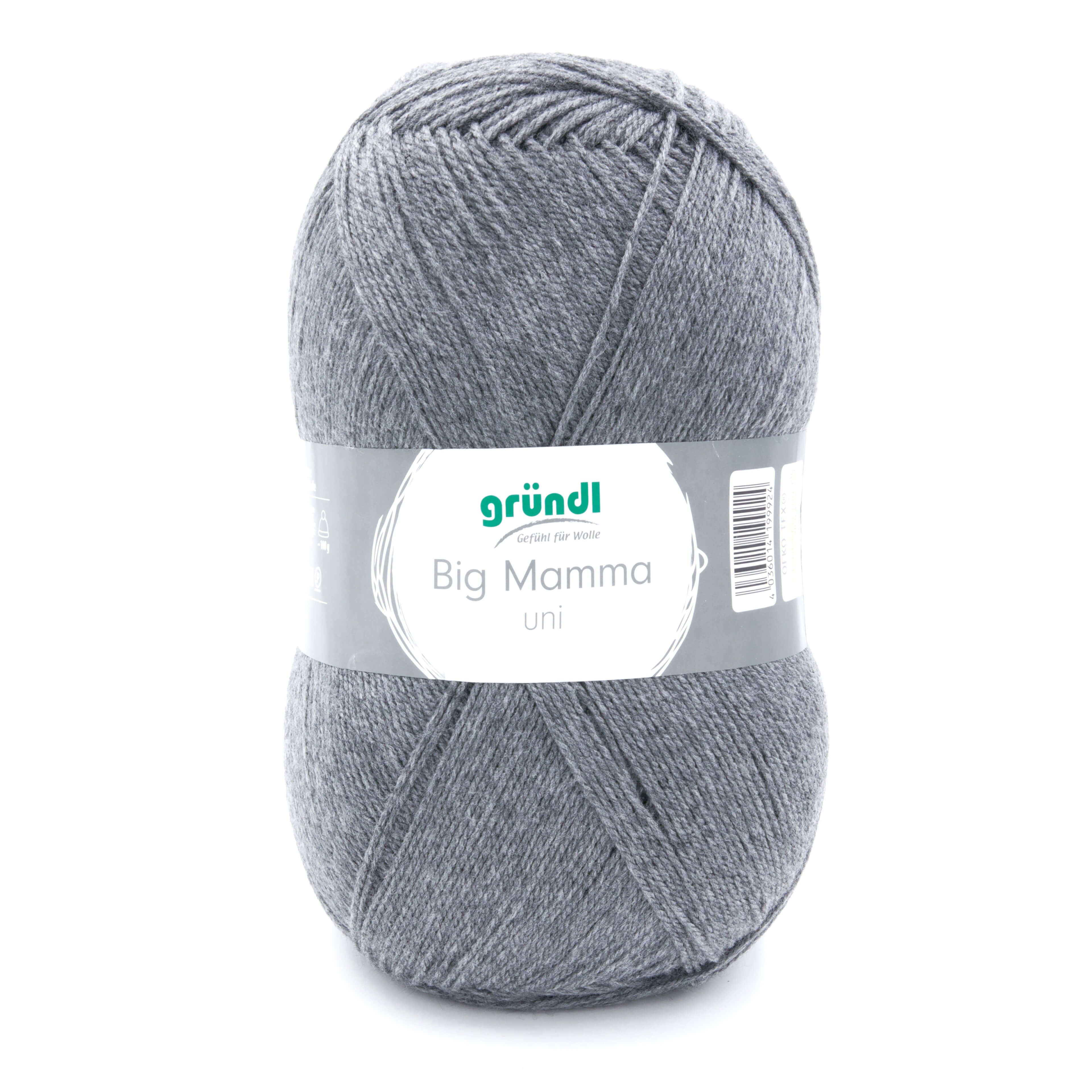 Gründl Wolle 400g Big Mamma uni Großknäuel Strickgarn Häkelgarn Häkelwolle, 1040,00 m (Wolle zum Stricken und Häkeln, pflegeleicht, waschbar, schnell trocknend, wollartiger Charakter), Wolle ohne Schurwolle