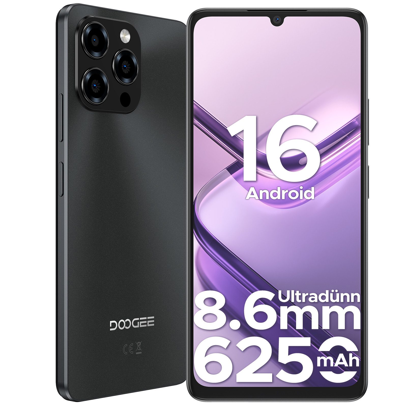 DOOGEE NOTE58, Handy, 128GB/2TB TF ohne Vertrag, 6250mAh, 6.75" HD, 90Hz Smartphone (17,1 cm/6.75 Zoll, 128 GB Speicherplatz, 8 MP Kamera, 6.75" HD+ 16MP+8MP, Dual SIM 4G Simlockfreie Handys,OTG, GPS, Face ID)