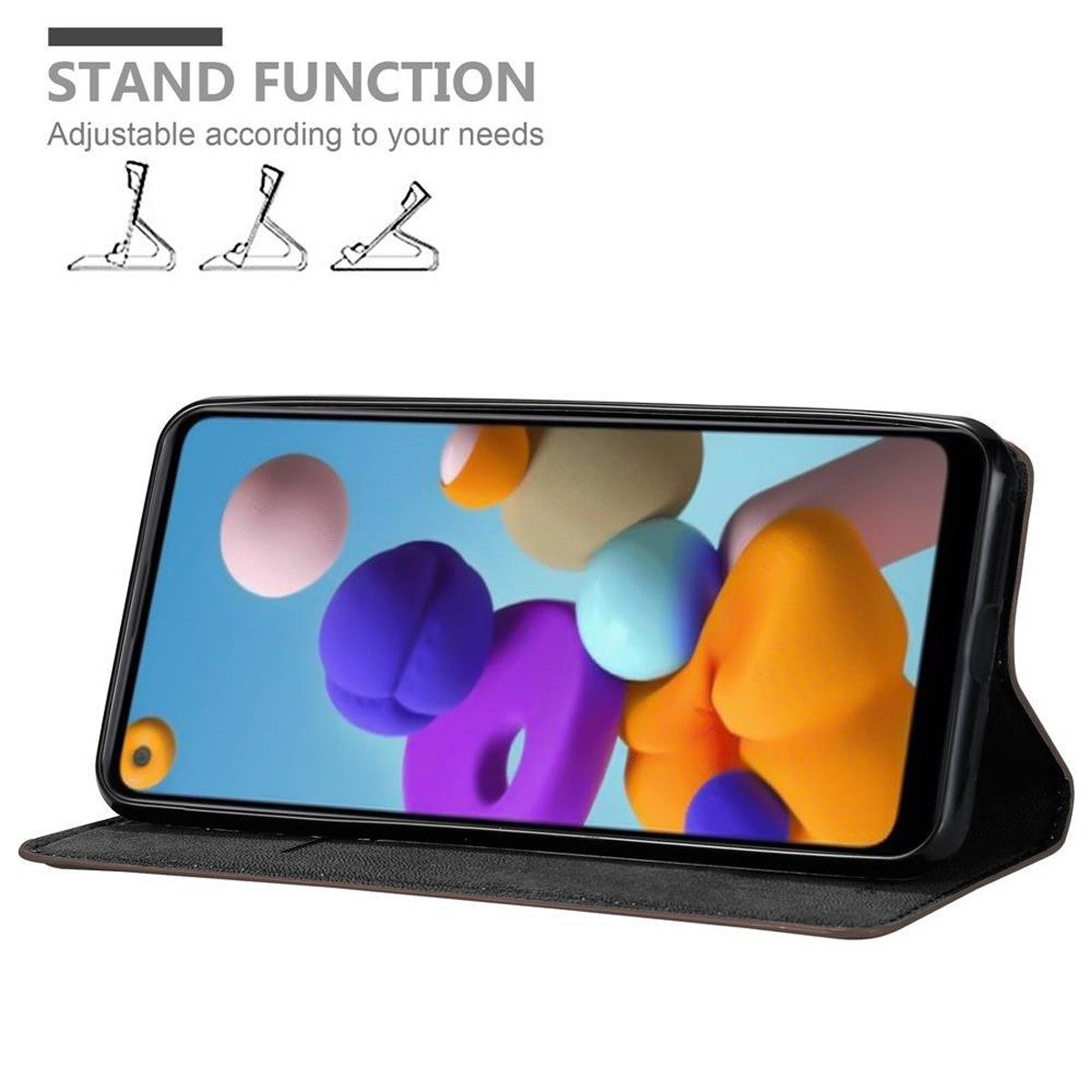 Cadorabo Handyhülle für Samsung Galaxy A21 Hülle Samsung Galaxy A21, Hülle Schutzhülle mit Standfunktion, Magnetverschluss und Kartenfach