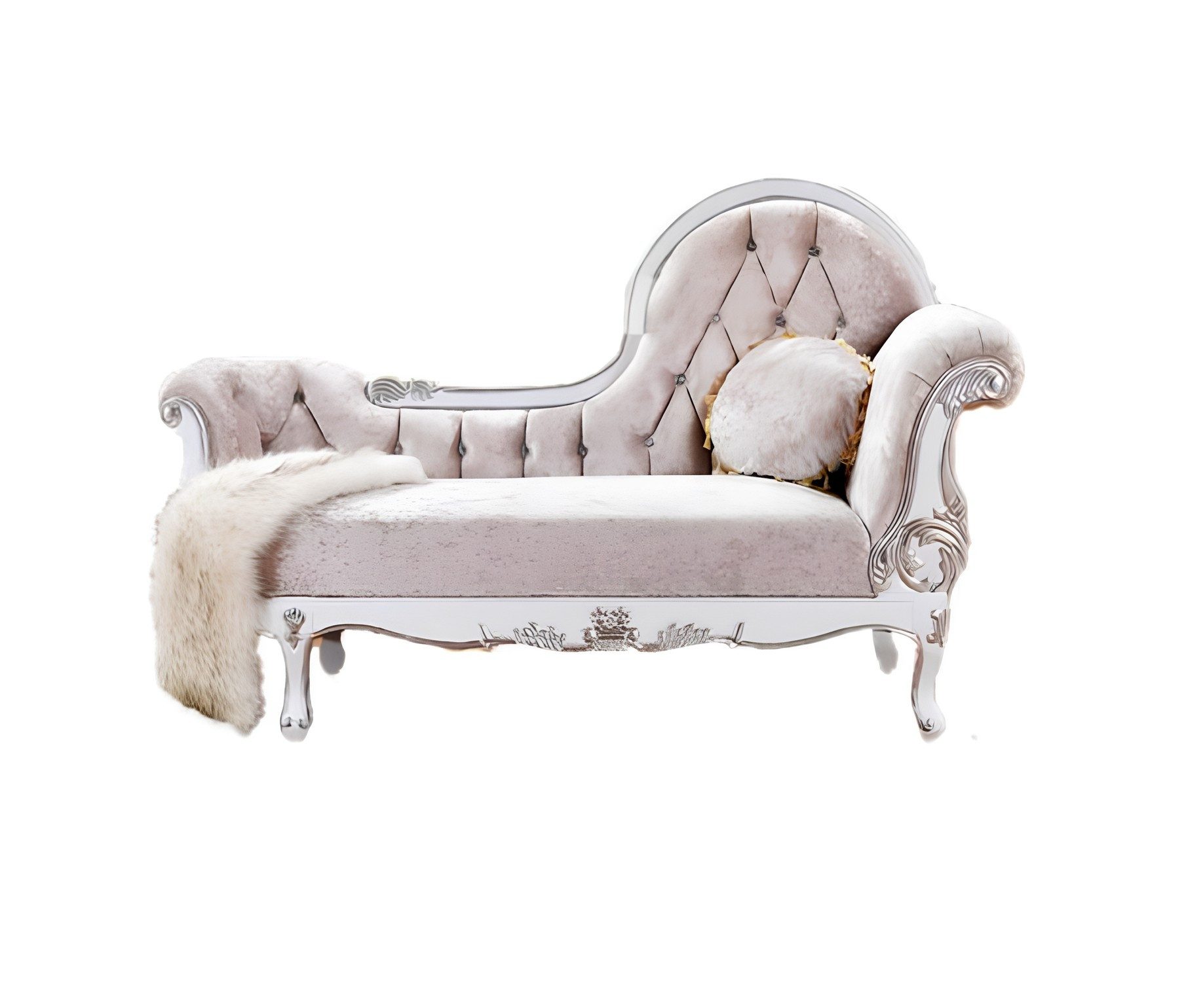 JVmoebel Chaiselongue Antike Chesterfield Chaise Longue in Beige aus edlen Materialien, 1 Teile, Made in Europa