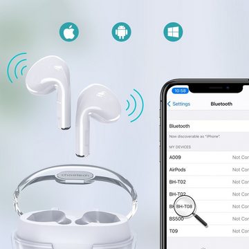 Choetech Choetech TWS kabellose Kopfhörer Bluetooth BT 5.1 mit Ladekoffer weiß Bluetooth-Kopfhörer (Bluetooth, Touch Control, TWS, Bluetooth 5.1, Musikmodus: ca. 4h, ergonomische Form)