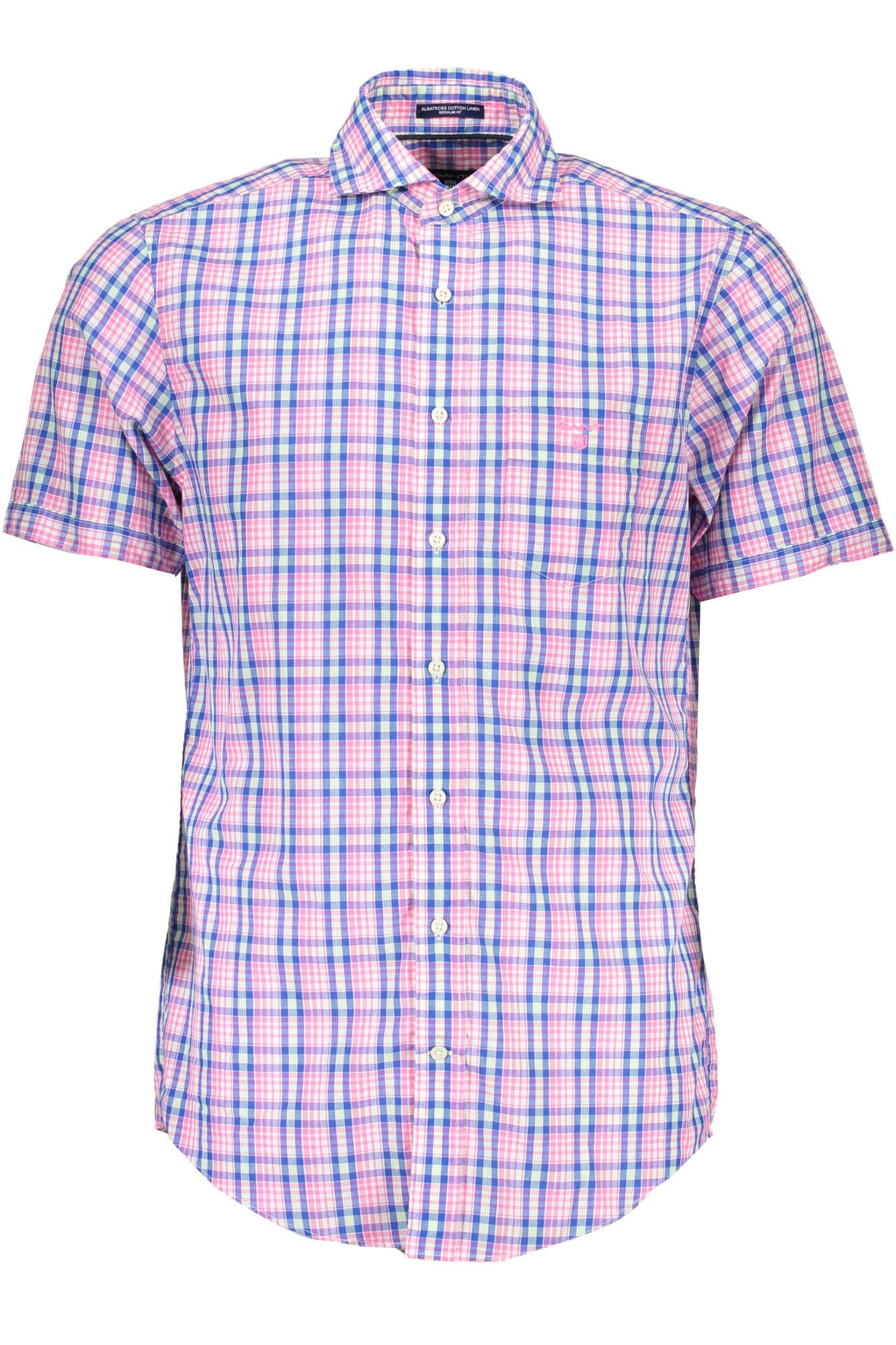 Gant Langarmhemd Kurzarm Herrenshirt Rosa mit Brusttasche & Italienischem Kragen