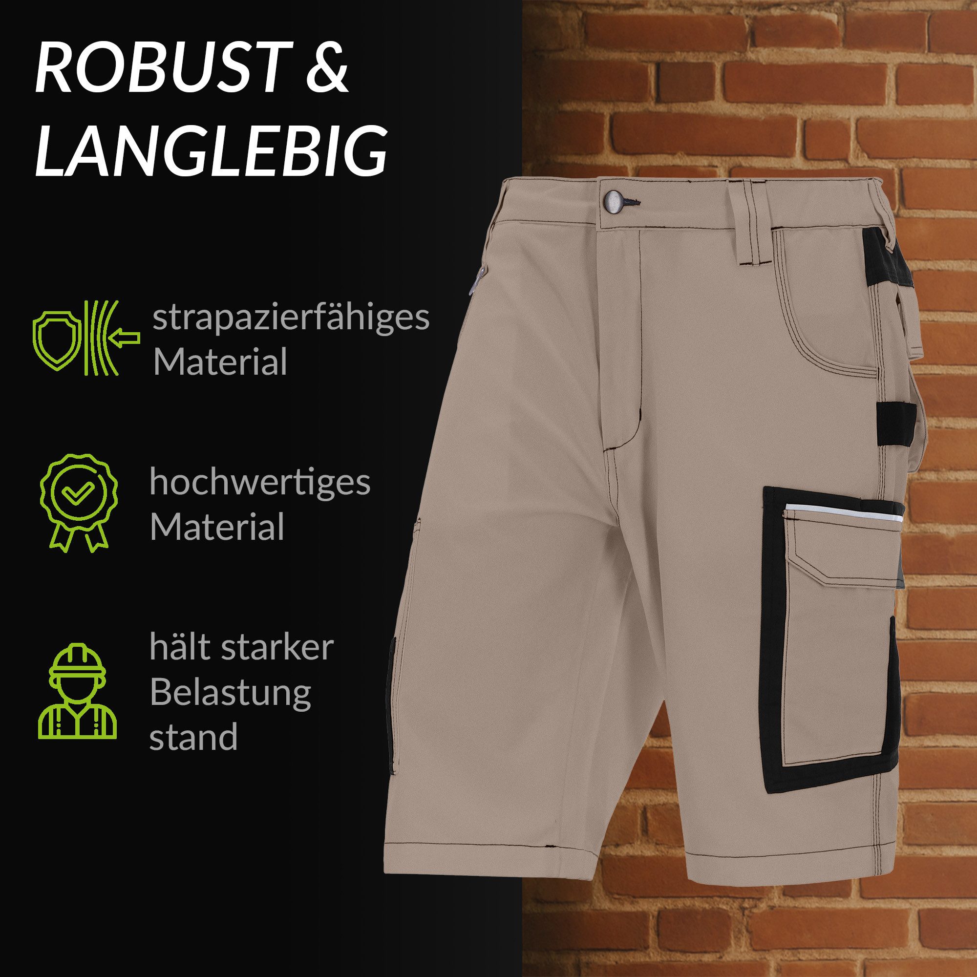 ELIWORX Arbeitsshorts Herren – Kurze Arbeitshose mit Stretch & Werkzeugtaschen - Kurze Hose Kurze Herrenshorts für Sommer & Werkstatt – Robust & Bequem – Bild 5 von 5