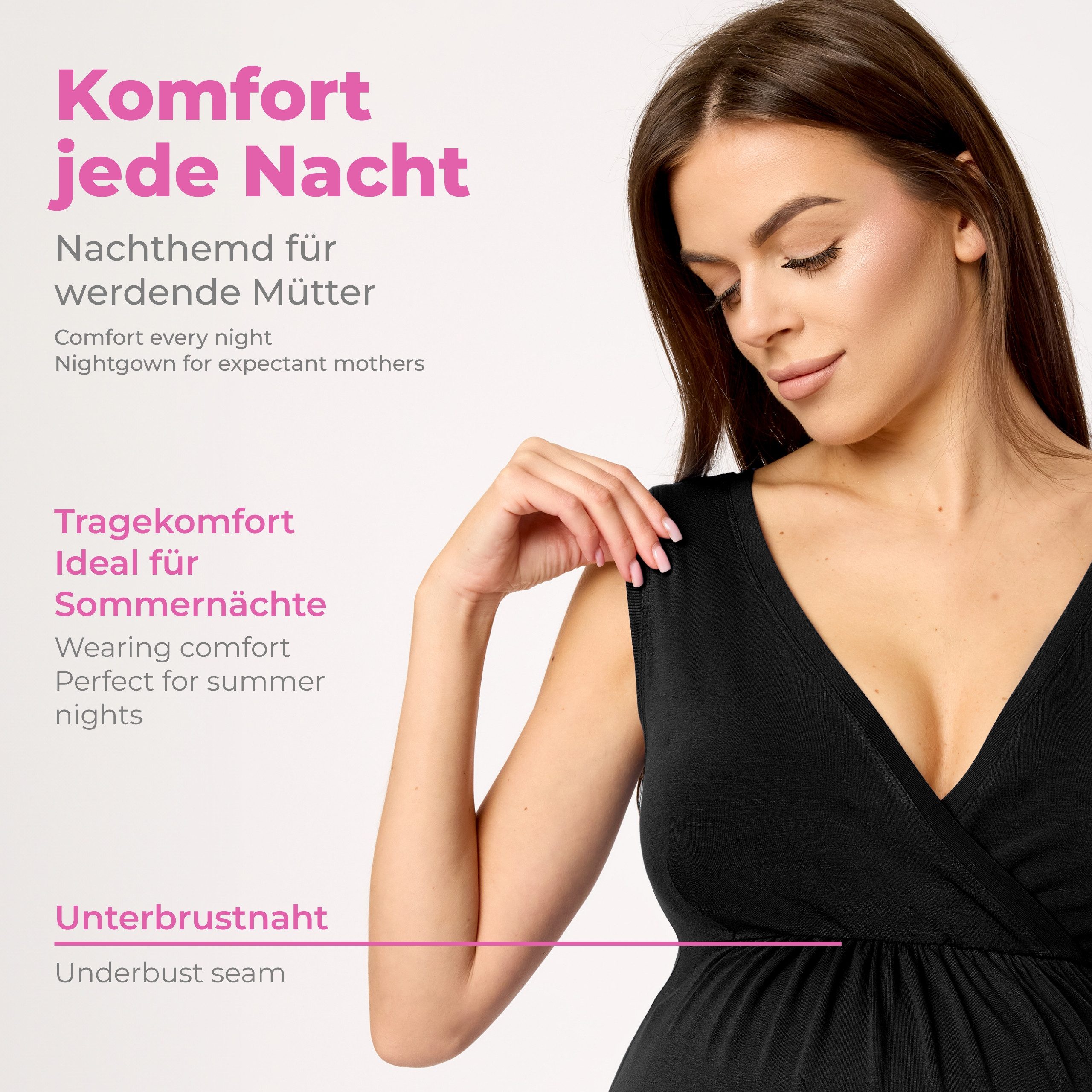 Merry Style Umstandsnachthemd Nachthemd Damen Schwangerschaft Stillnachthemd Nachtwäsche MS10-467 (1-tlg)