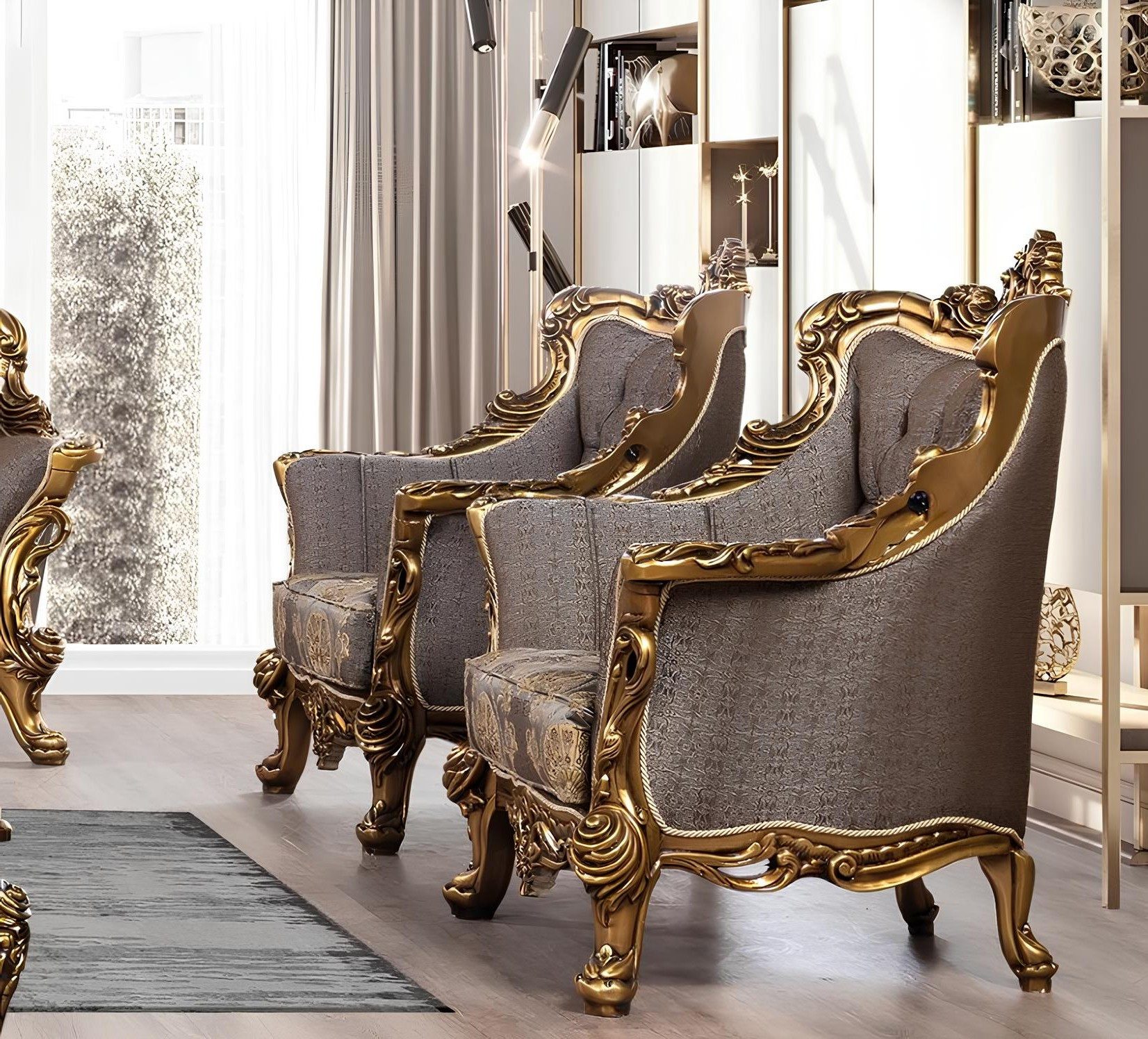 Xlmoebel Ohrensessel Barock Sessel Chesterfield Polster Sofa Textil Luxus (1-St., Barock Ohrensessel), Made in Europa