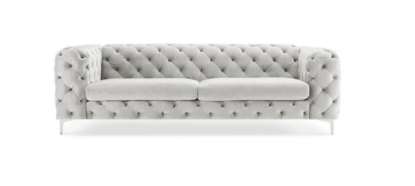 JVmoebel Chesterfield-Sofa Luxus Textil Chesterfield Dreisitzer Modernes Design Neu, Made in Europe Weiß