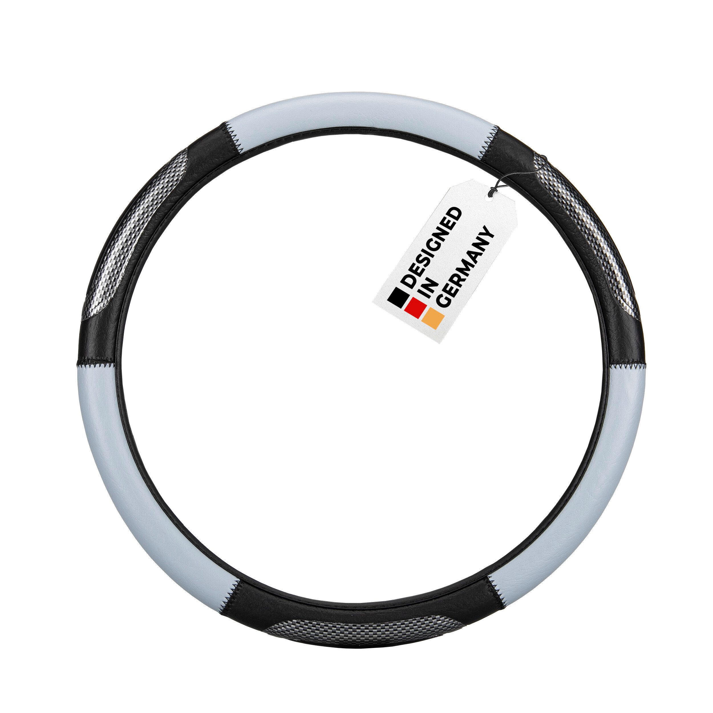 alca Lenkradbezug Lenkradhülle Luxus grau/schwarz Auto 37-39 cm sportlich creme-farben, (1-tlg)